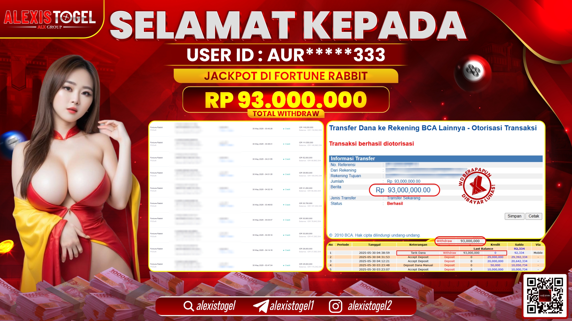 ALEXISTOGEL di SLOT FORTUNE RABBIT RP.93.000.000 LUNAS