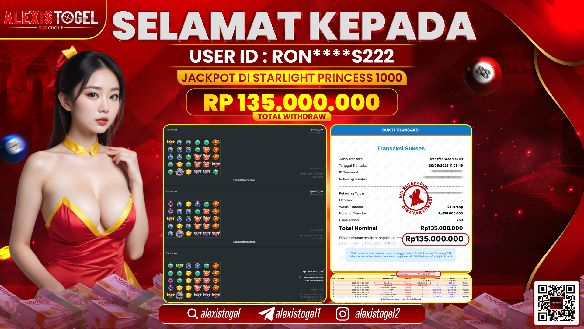 ALEXISTOGEL di SLOT STARLIGHT PRINCESS RP.135.000.000 LUNAS