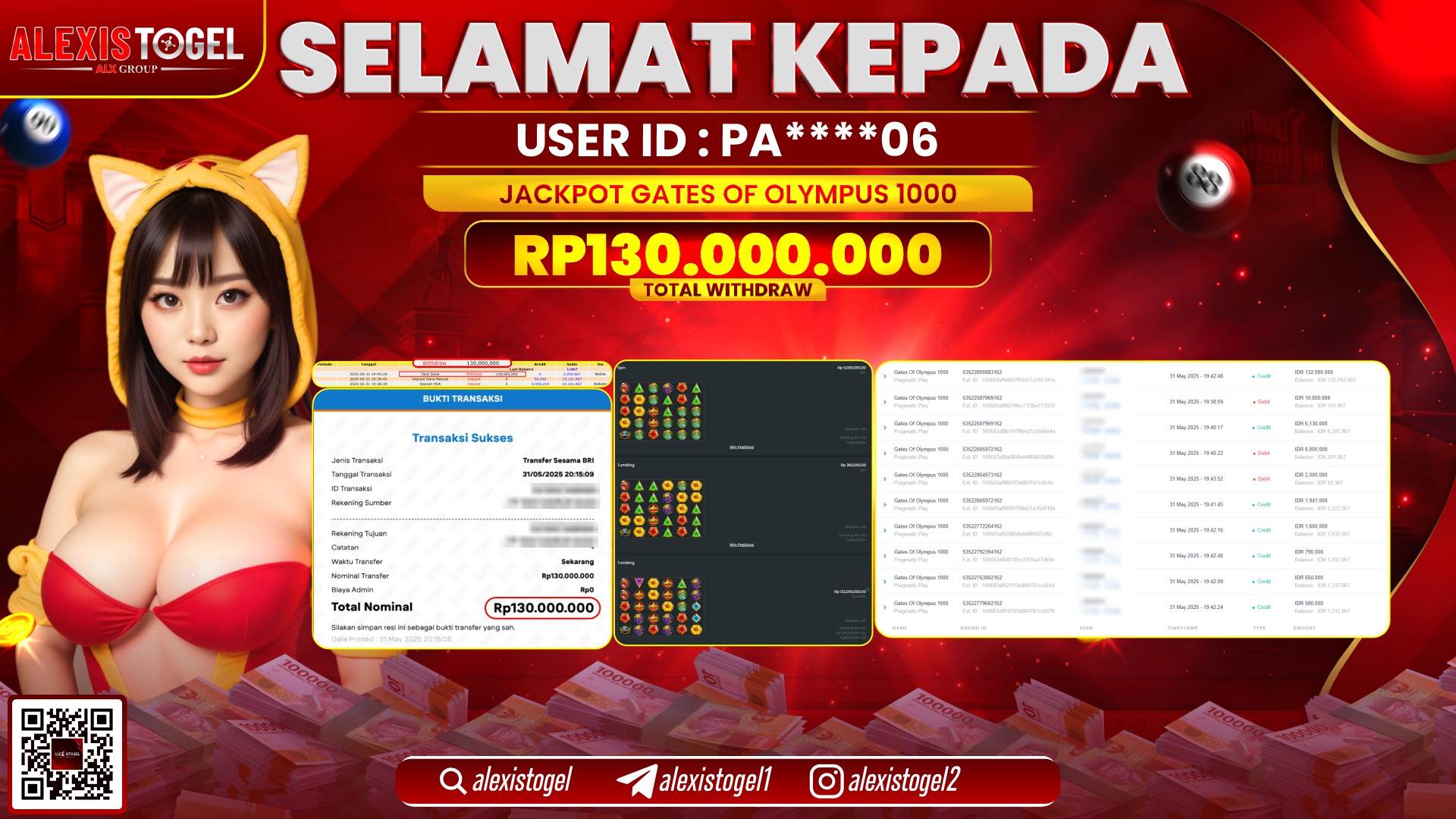 ALEXISTOGEL di SLOT GATES OF OLYMPUS RP.130.000.000 LUNAS