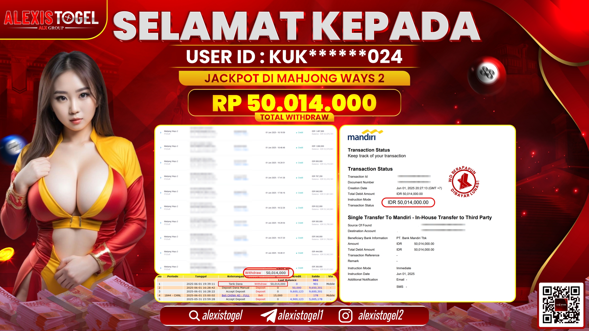 ALEXISTOGEL di SLOT MAHJONG WAYS 2 RP.50.014.000 LUNAS
