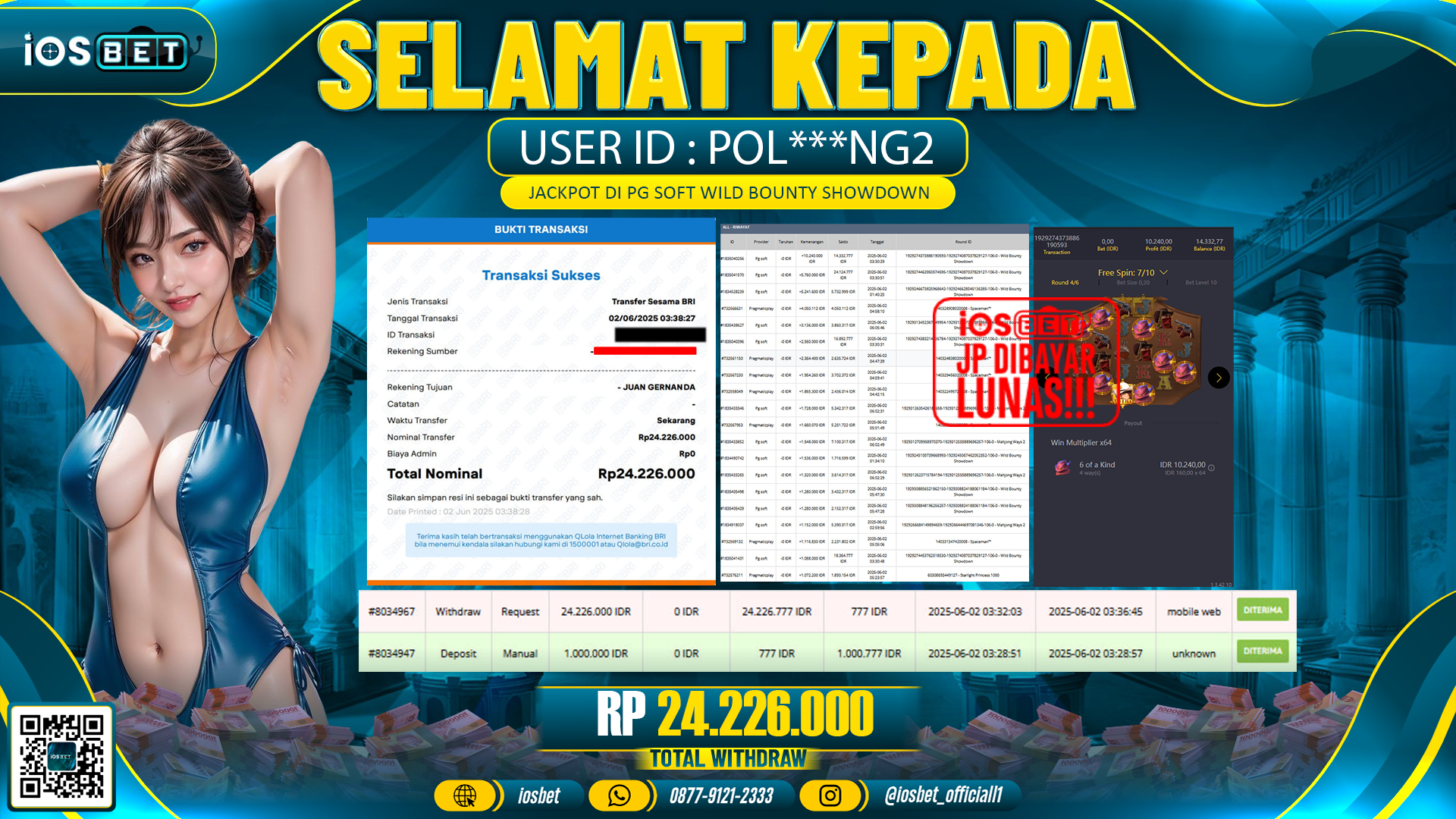 Bukti Pembayaran LUNAS SLOT GAME GACOR  Rp.24.226.000