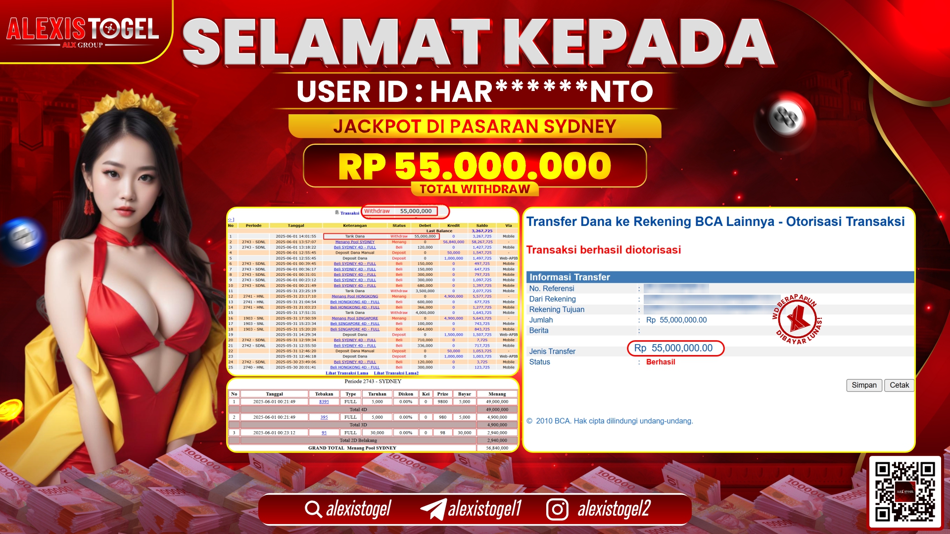 ALEXISTOGEL di TOGEL PASARAN SYDNEY RP.55.000.000 LUNAS