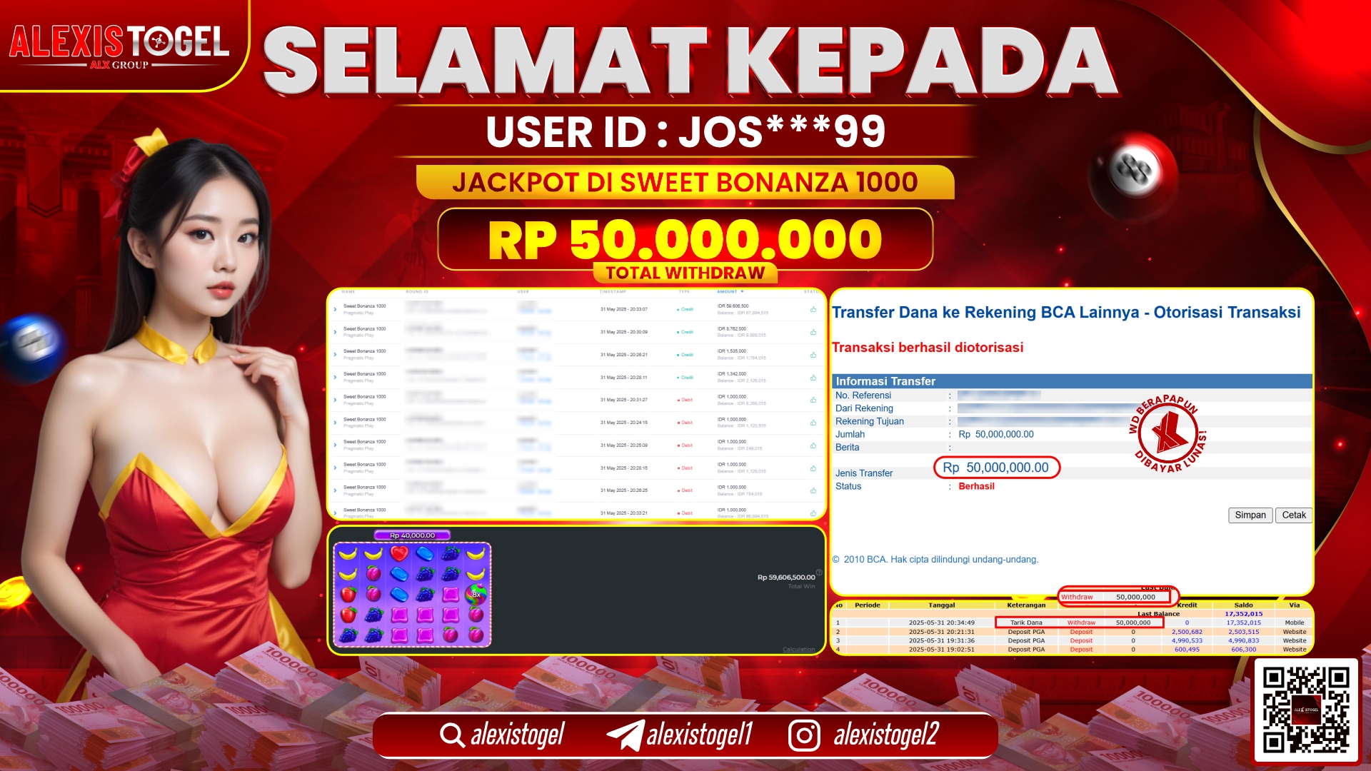 ALEXISTOGEL di SLOT SWEET BONANZA 1000 RP.50.000.000 LUNAS