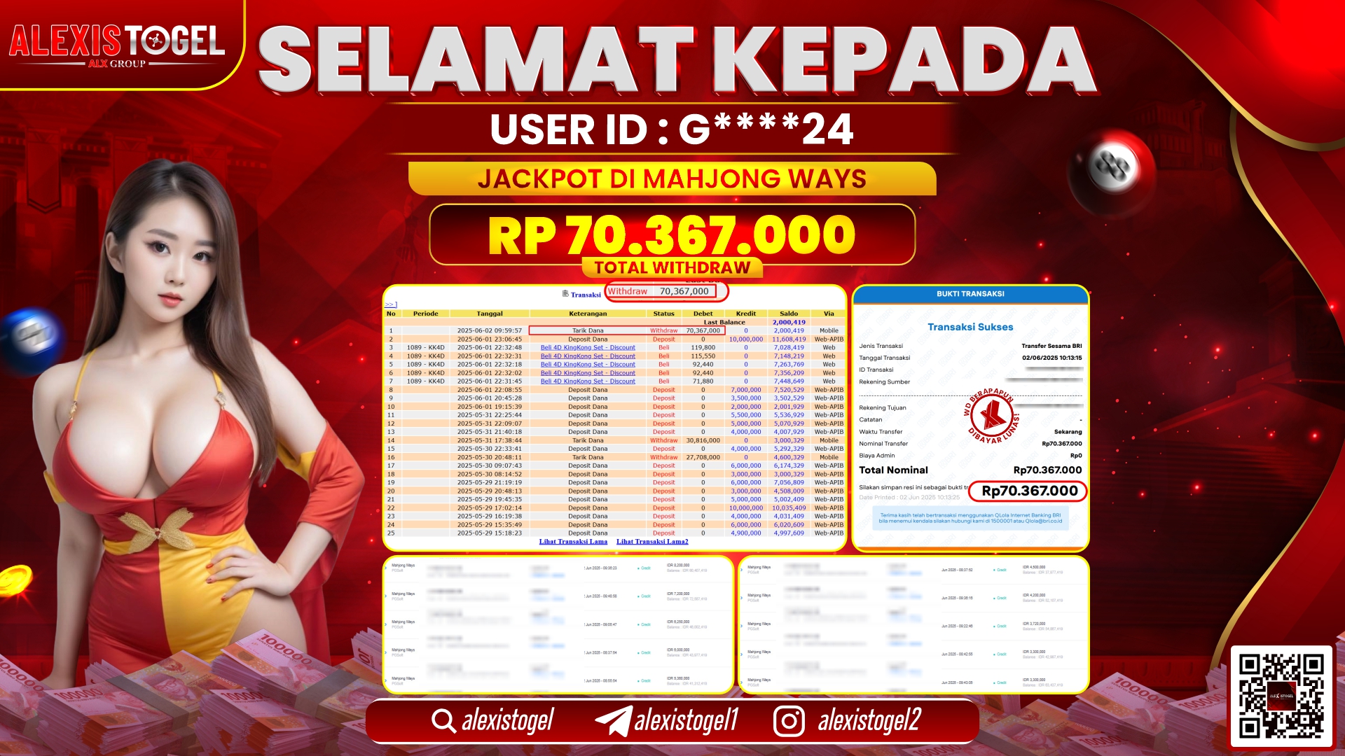 ALEXISTOGEL di SLOT MAHJONG WAYS RP.70.367.000 LUNAS