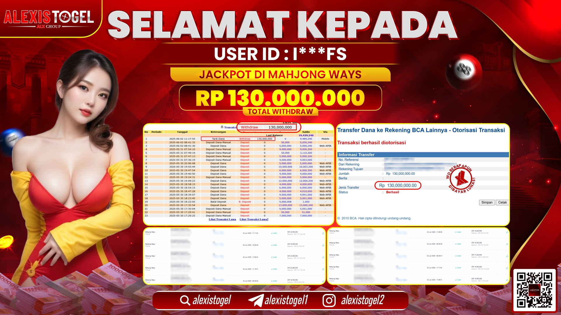 ALEXISTOGEL di SLOT MAHJONG WAYS RP.130.000.000 LUNAS