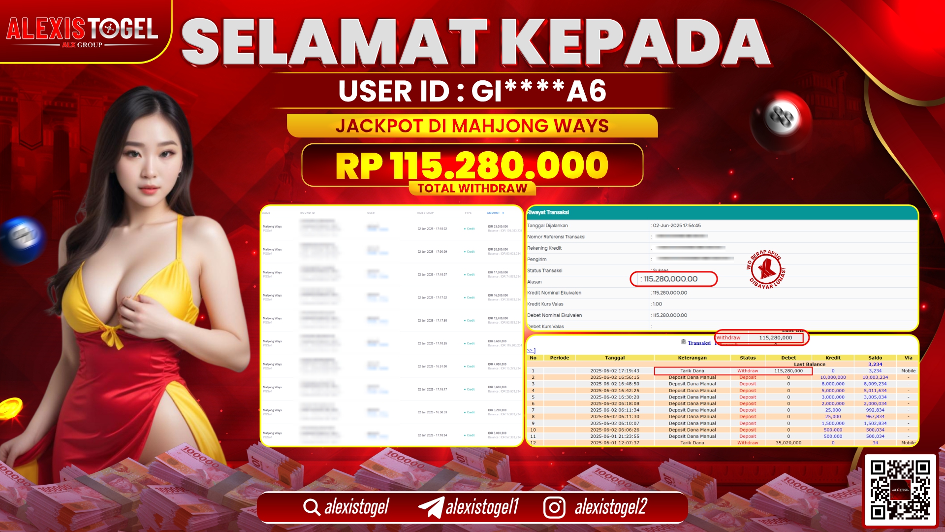 ALEXISTOGEL di SLOT MAHJONG WAYS RP.115.280.000 LUNAS