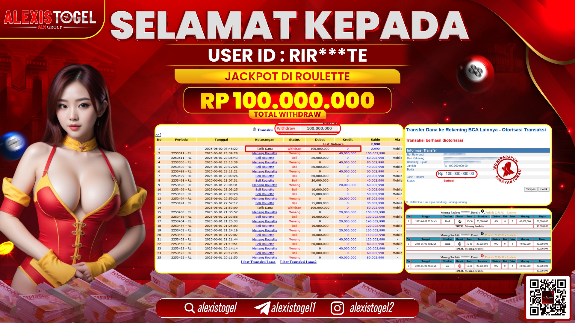 ALEXISTOGEL di CASINO ROULETTE RP.100.000.000 LUNAS