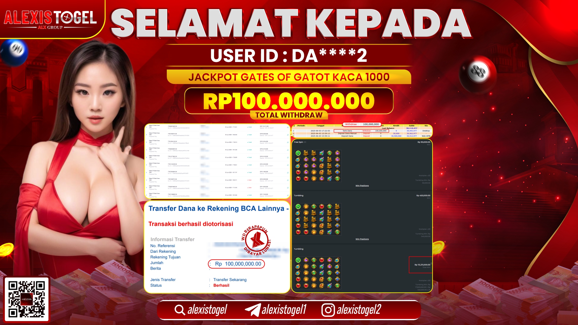 ALEXISTOGEL di SLOT GATES OF GATOT KACA RP.100.000.000 LUNAS