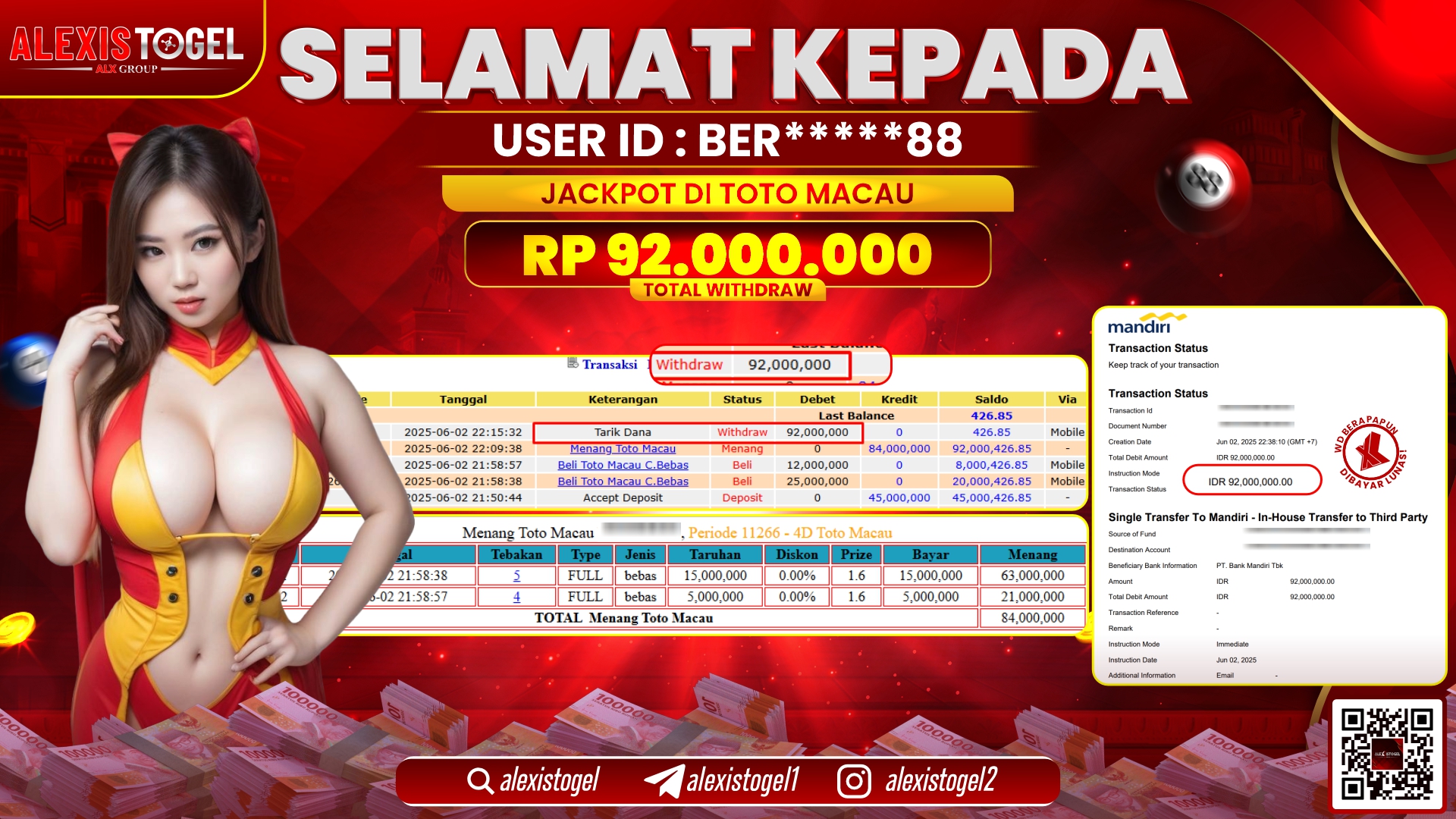 ALEXISTOGEL di TOGEL TOTOMACAU RP.92.000.000 LUNAS