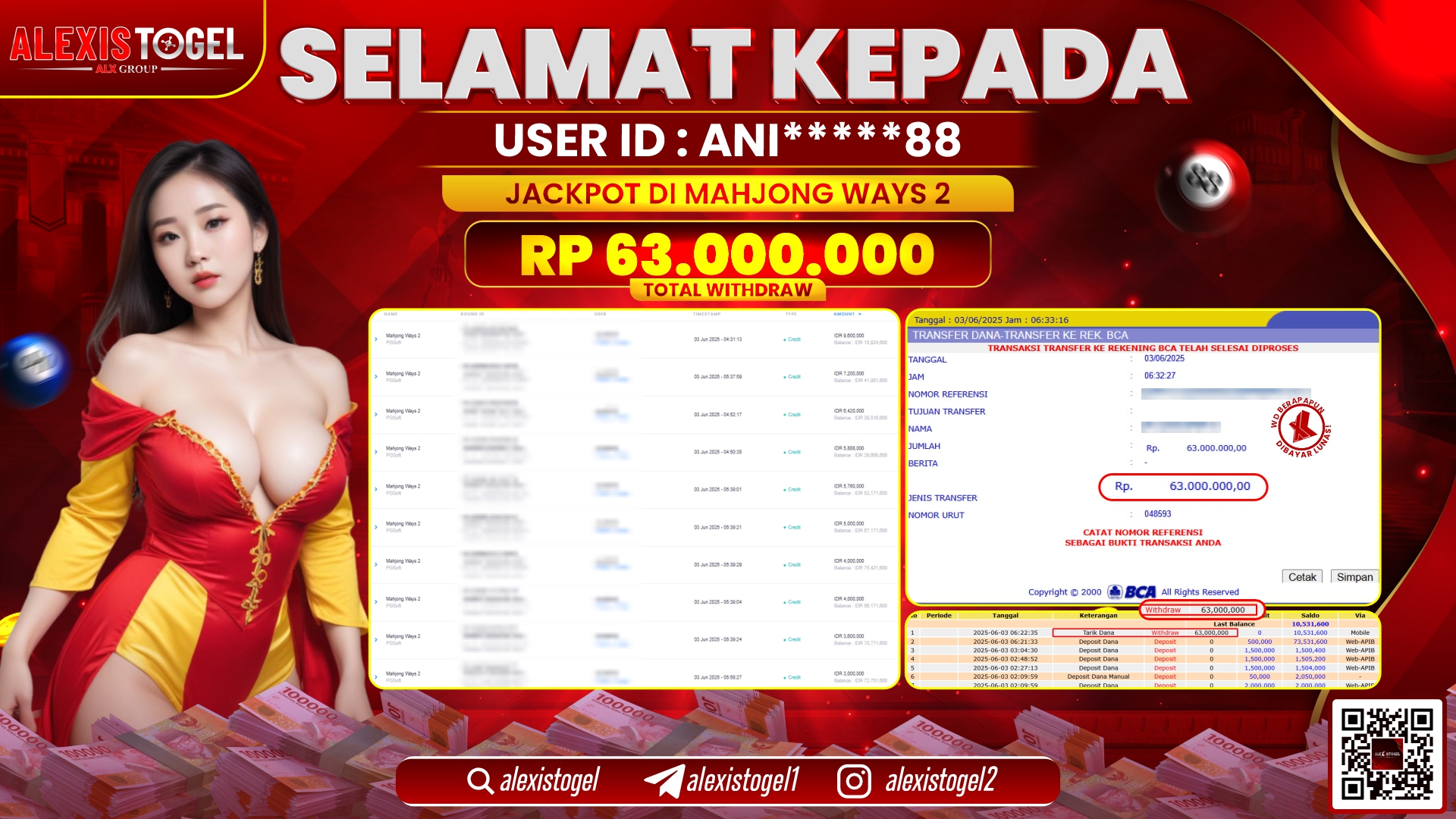 ALEXISTOGEL di SLOT MAHJONG WAYS 2 RP.63.000.000 LUNAS