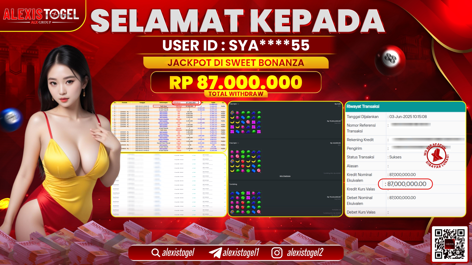 ALEXISTOGEL di SLOT SWEET BONANZA RP.87.000.000 LUNAS