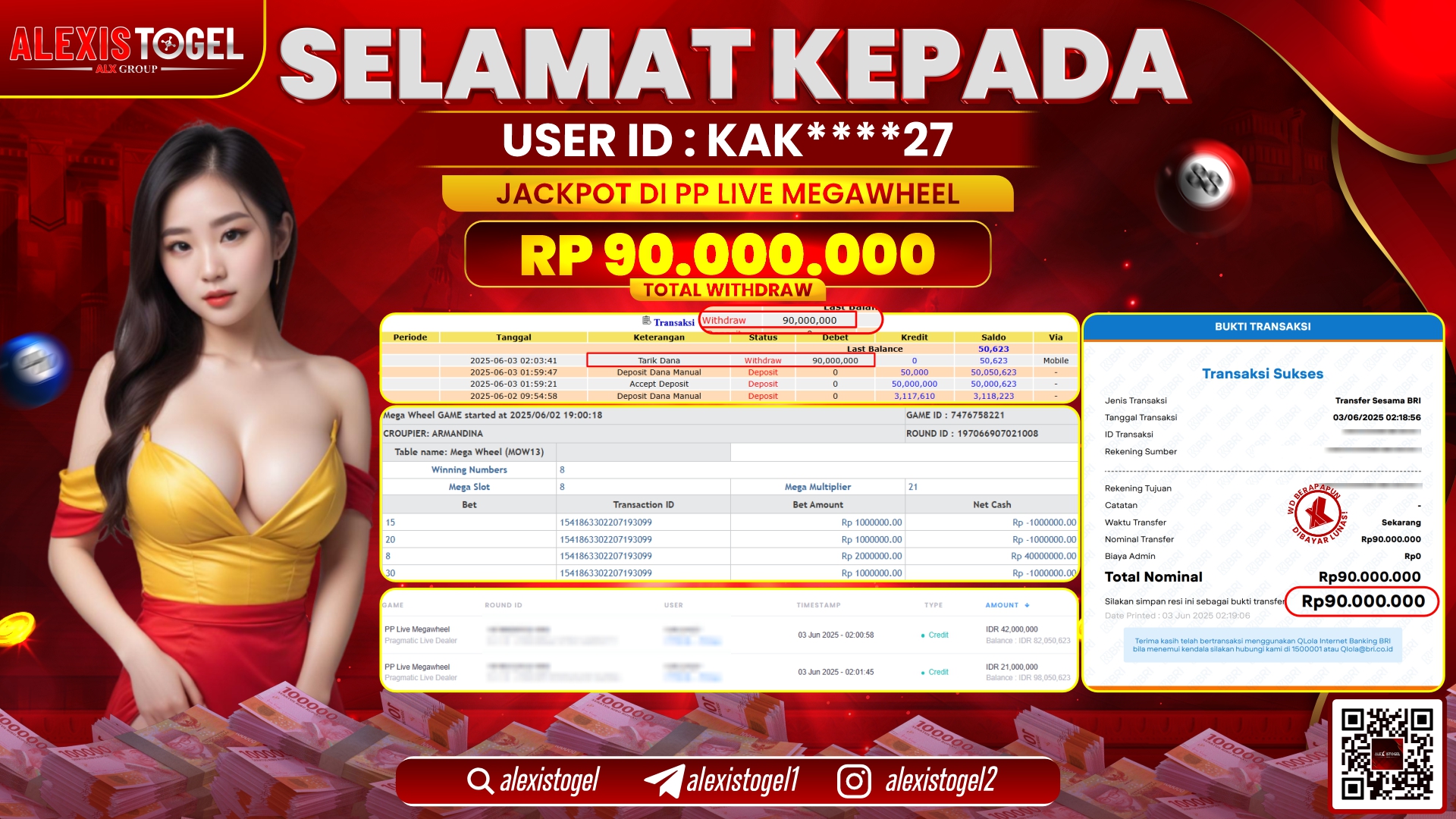 ALEXISTOGEL di PP LIVE MEGAWHEEL RP.90.000.000 LUNAS