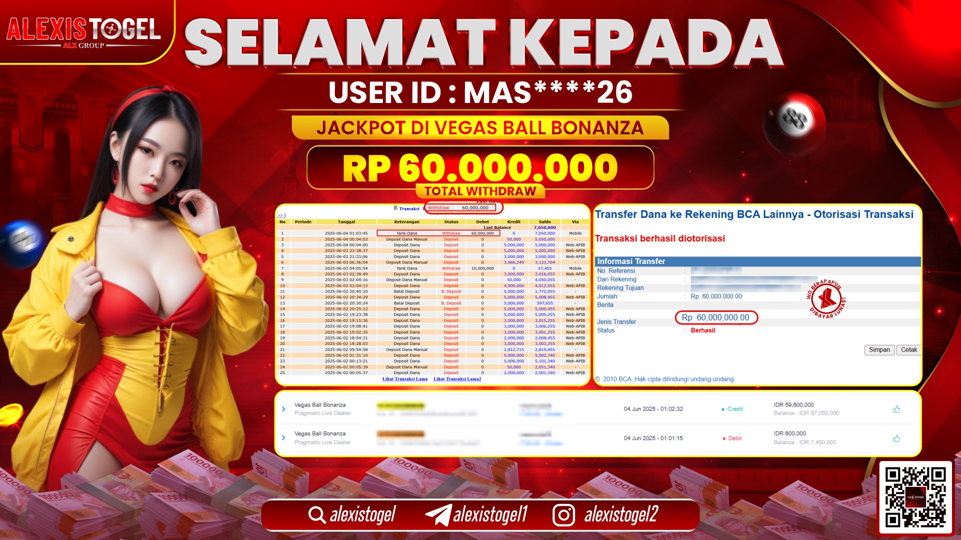 ALEXISTOGEL di PP VEGAS BALL BONANZA RP.60.000.000 LUNAS