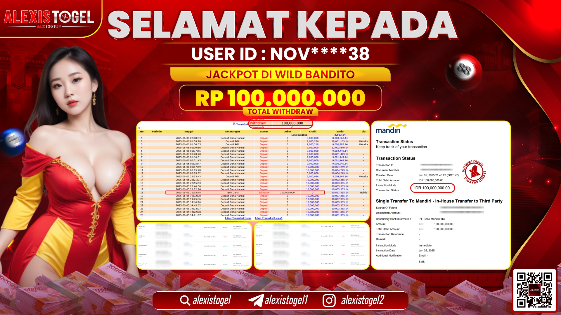 ALEXISTOGEL di SLOT WILD BANDITO RP.100.000.000 LUNAS