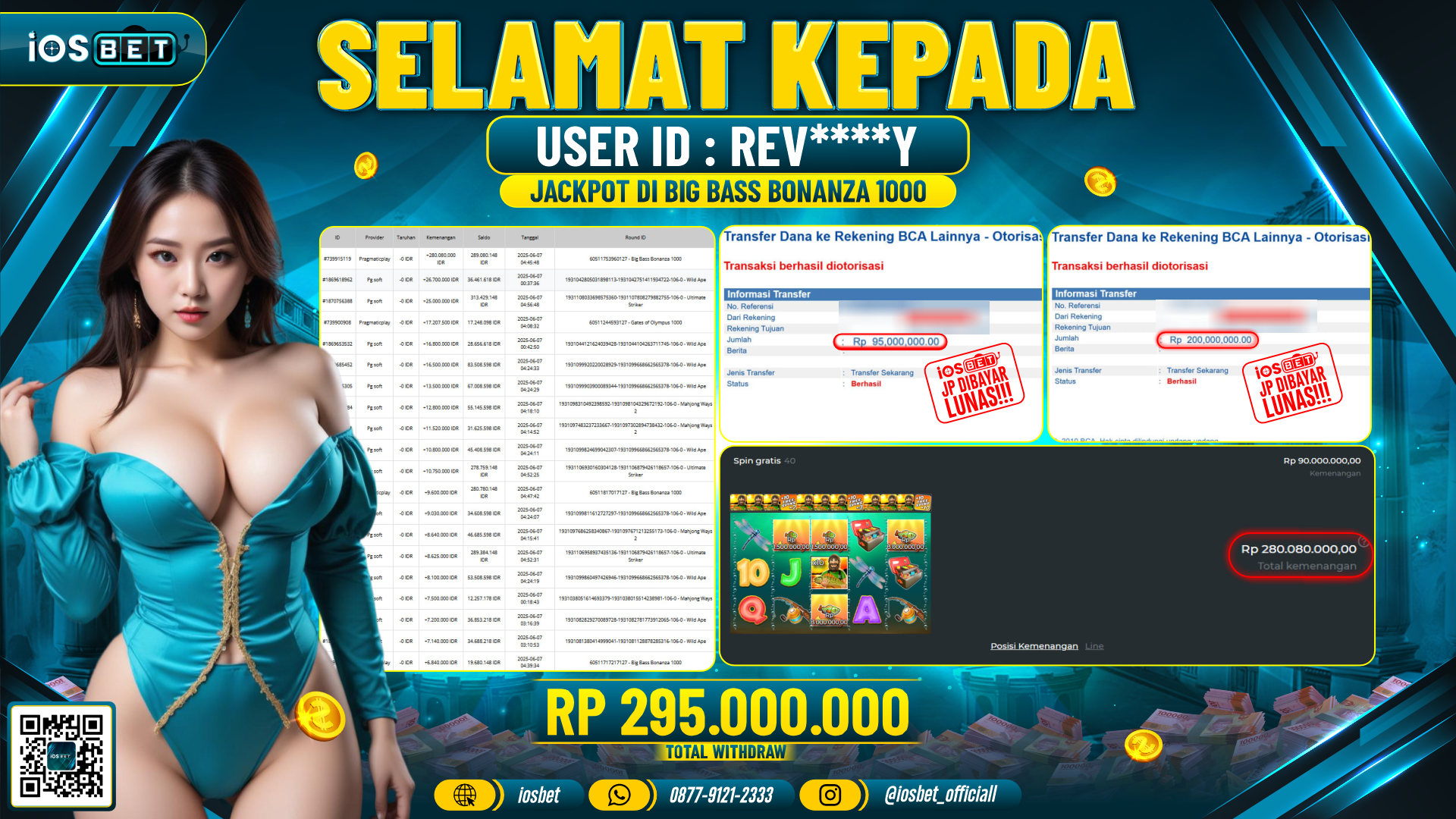 Bukti Pembayaran LUNAS SLOT GAME GACOR  Rp.295.000.000