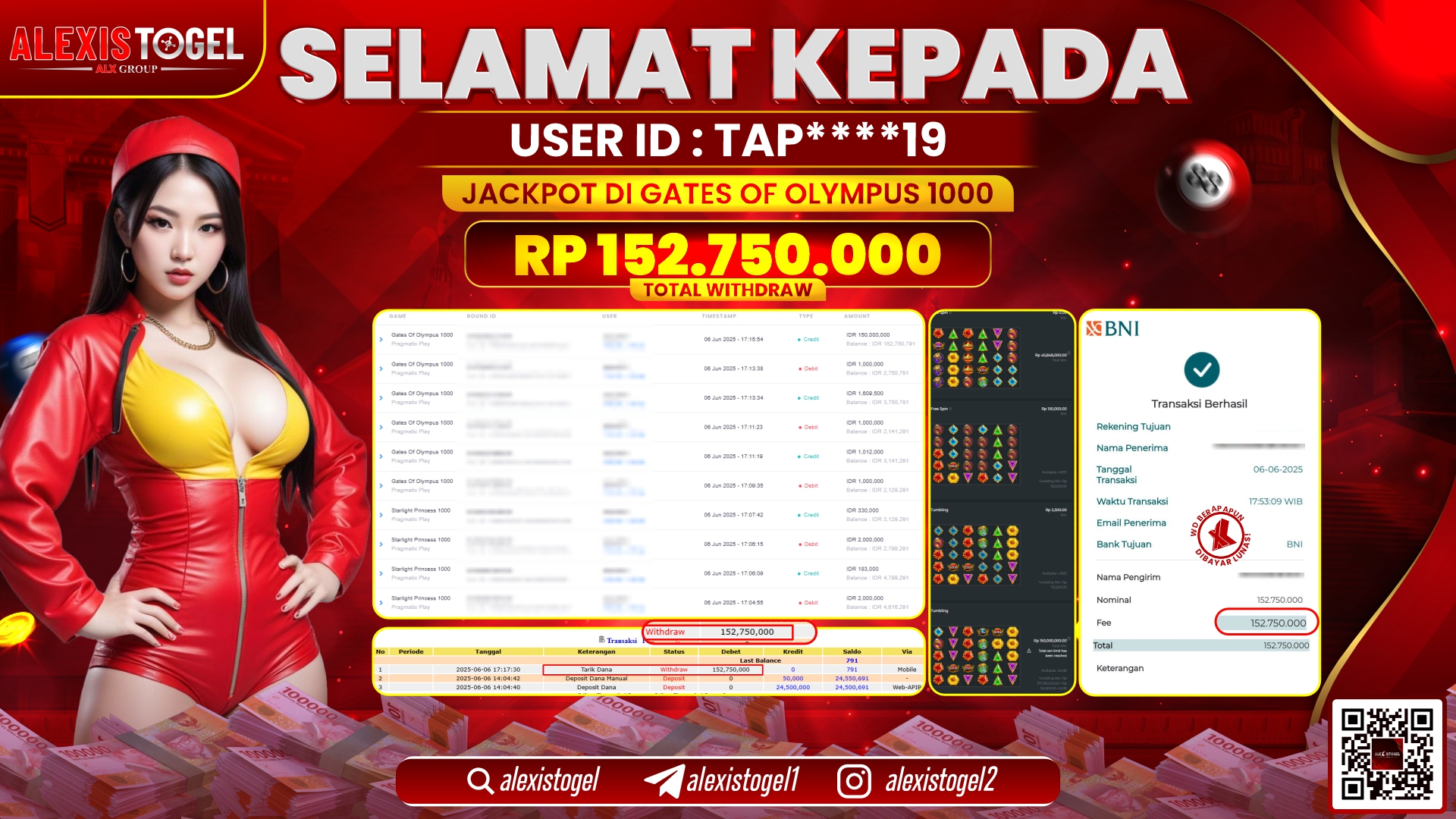 ALEXISTOGEL di SLOT GATES OF OLYMPUS RP.152.750.000 LUNAS