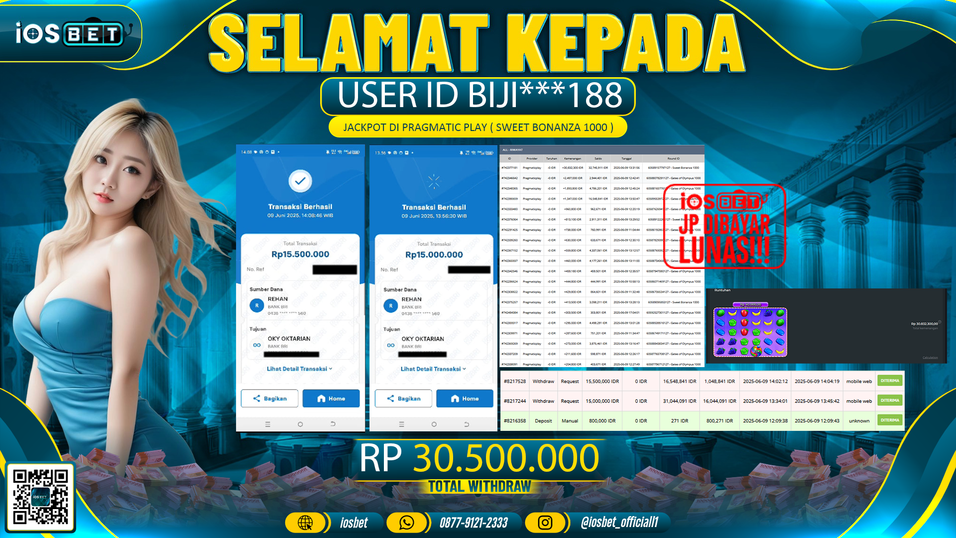 Bukti Pembayaran LUNAS SLOT GAME GACOR  Rp.30.500.000
