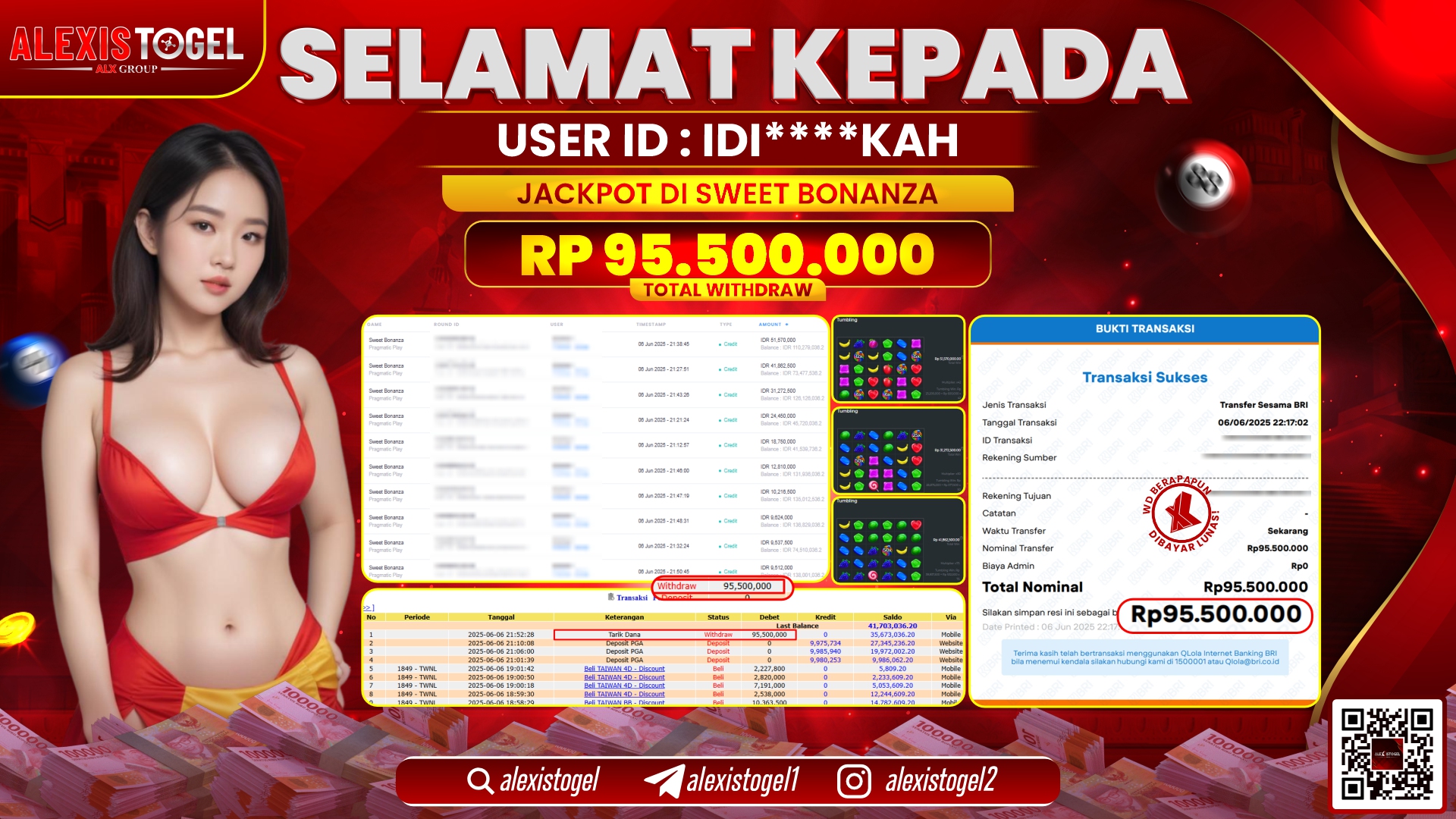 ALEXISTOGEL di SLOT SWEET BONANZA RP.95.500.000 LUNAS