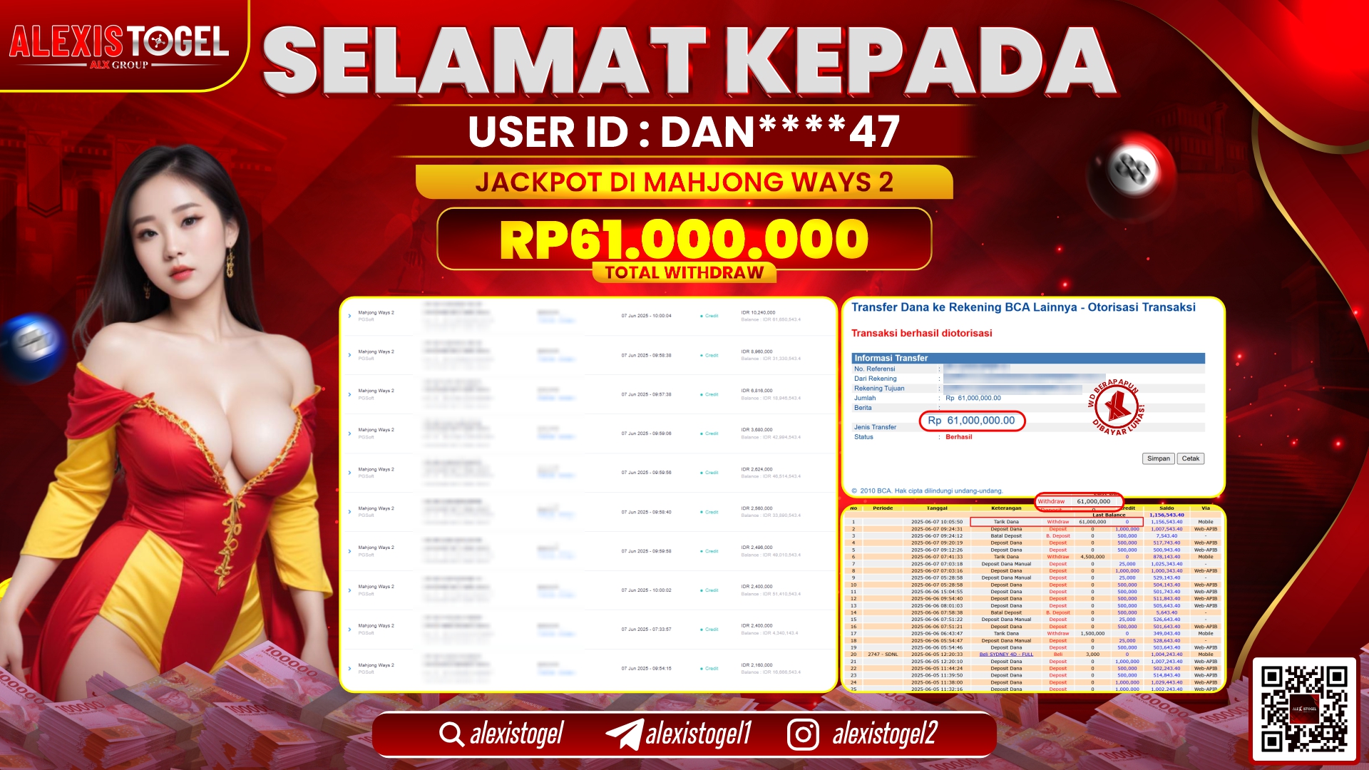 ALEXISTOGEL di SLOT MAHJONG WAYS 2 RP.61.000.000 LUNAS