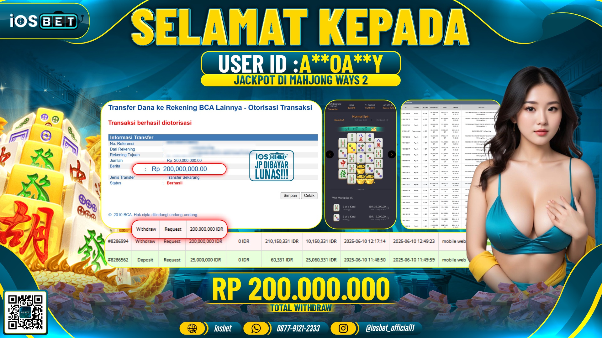 Bukti Pembayaran LUNAS SLOT GAME GACOR  Rp.200.000.000