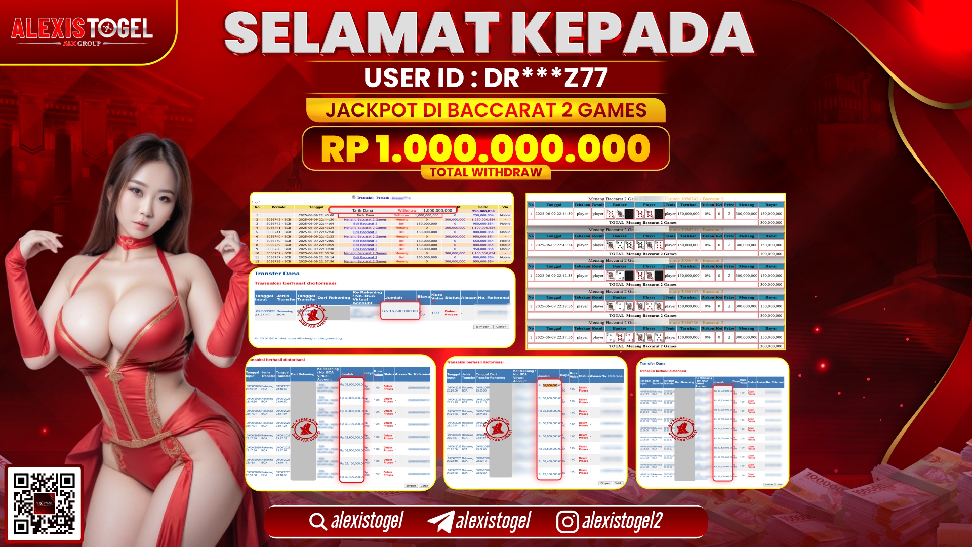 ALEXISTOGEL di CASINO BACCARAT 2 GAMES RP.1.000.000.000 LUNAS