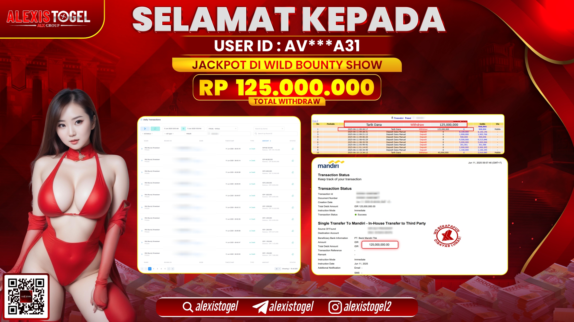 ALEXISTOGEL di SLOT WILD BOUNTY SHOW RP.125.000.000 LUNAS