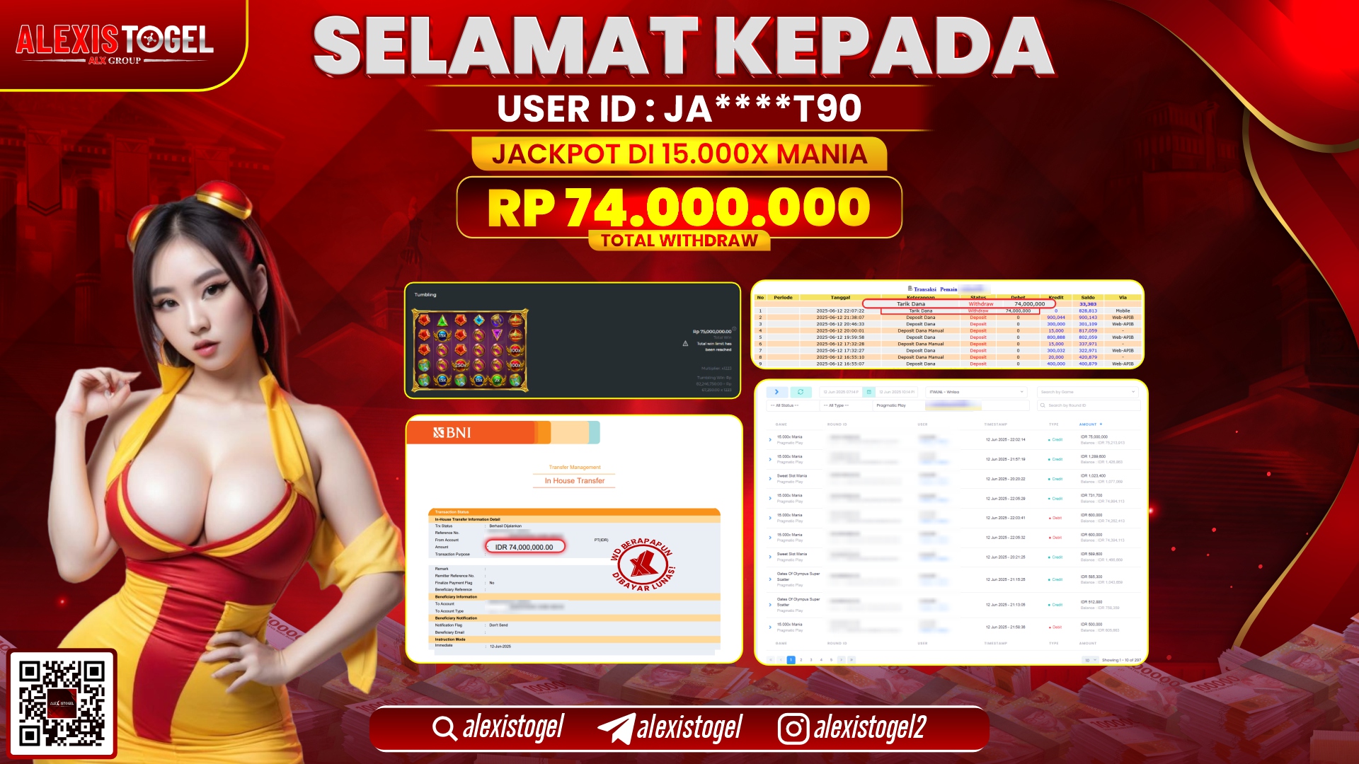 ALEXISTOGEL di SLOT 15.000X MANIA RP.74.000.000 LUNAS