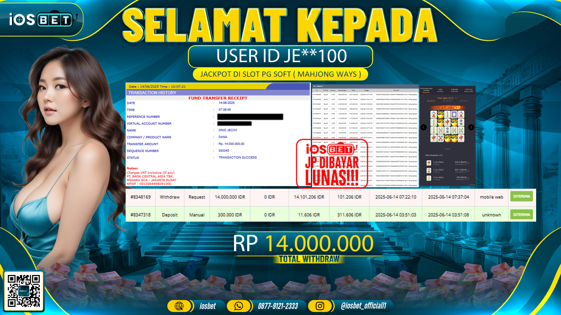Bukti Pembayaran LUNAS SLOT GAME GACOR  Rp.14.000.000.000