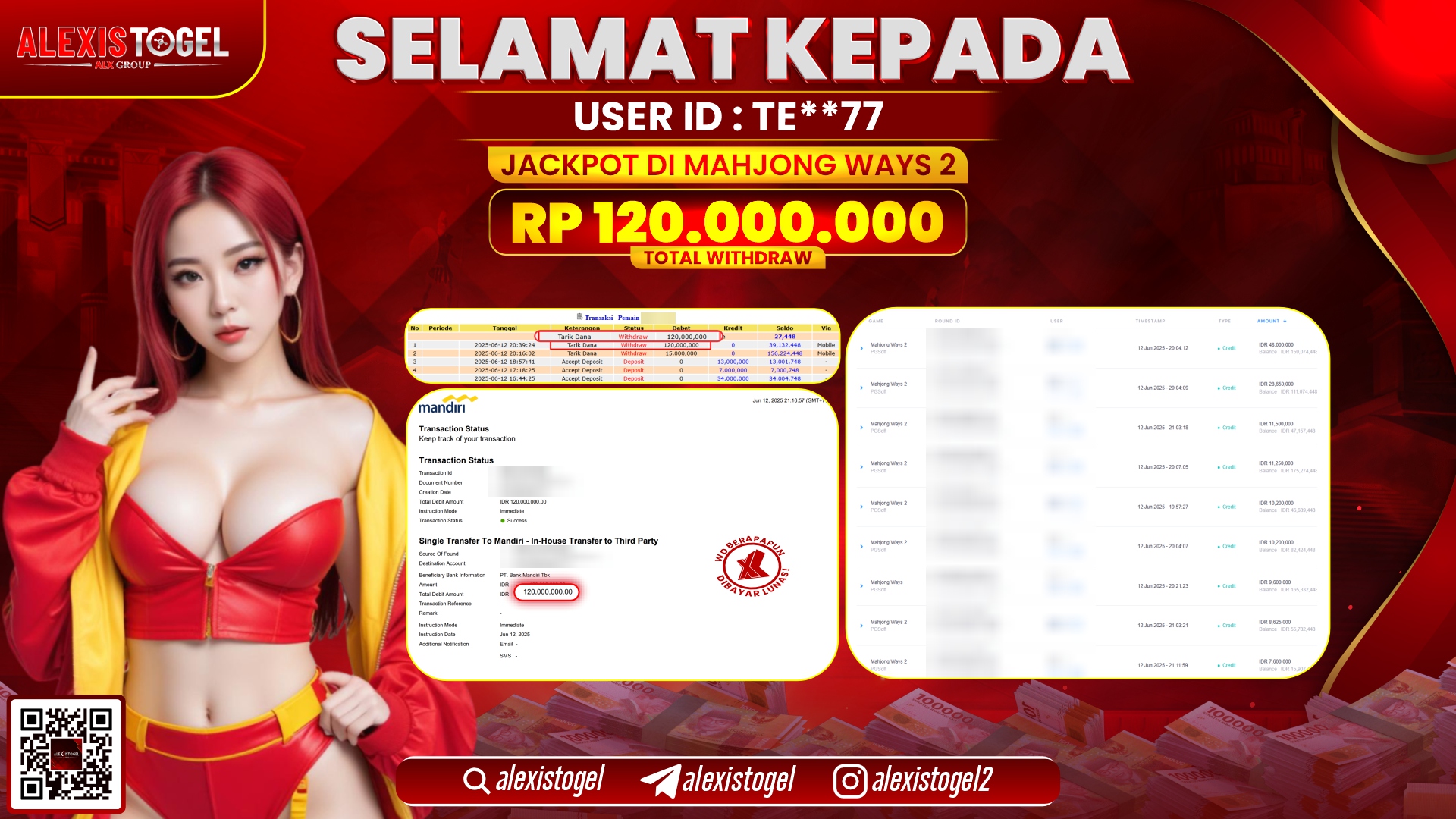 ALEXISTOGEL di SLOT MAHJONG WAYS 2 RP.120.000.000 LUNAS