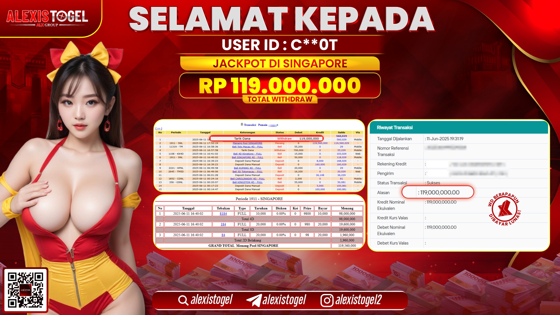 ALEXISTOGEL di TOGEL SINGAPORE RP.119.000.000 LUNAS