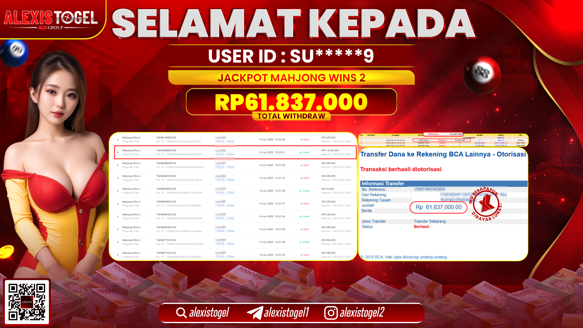 ALEXISTOGEL di SLOT MAHJONG WINS 2 RP.61.837.000 LUNAS