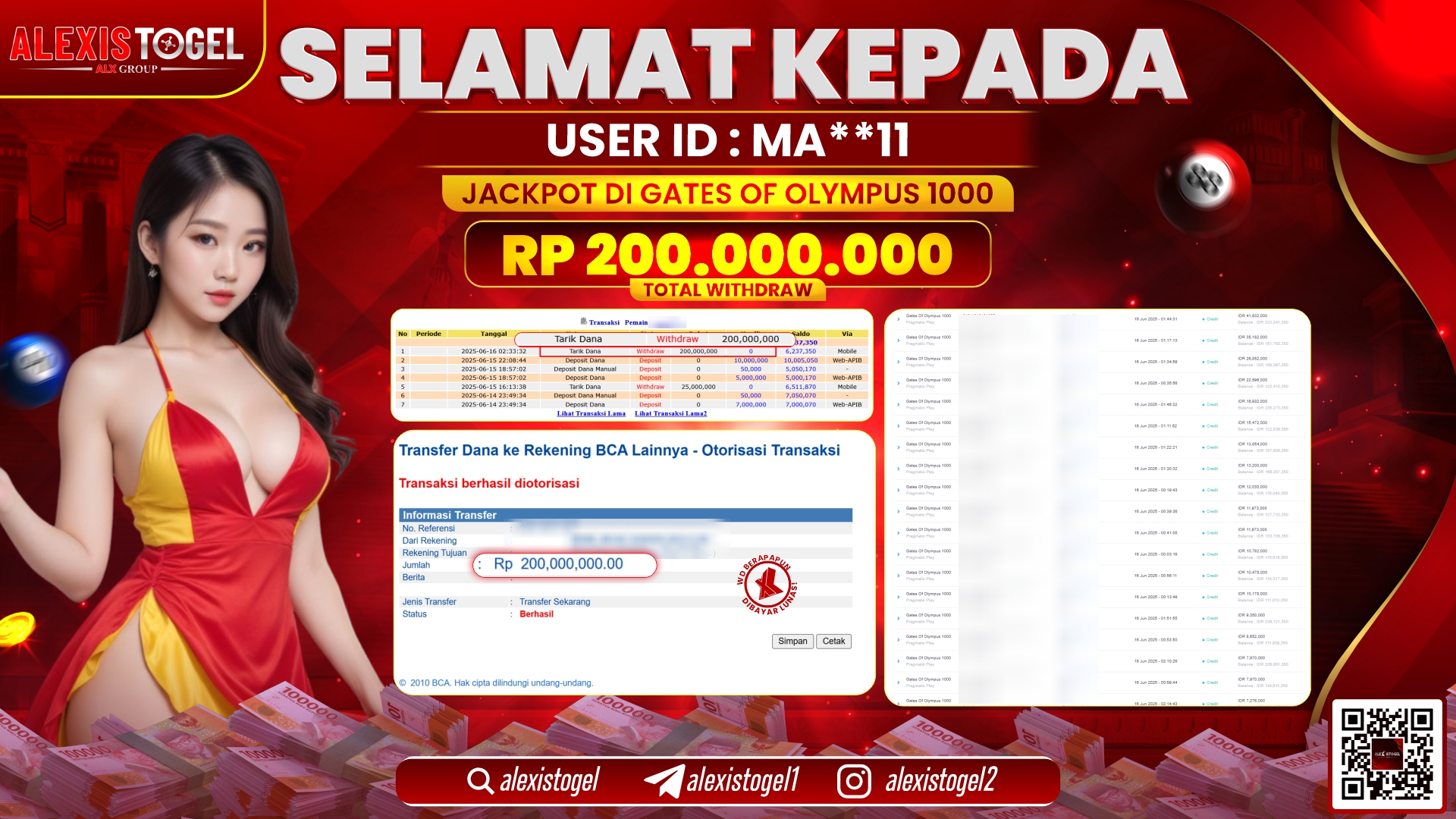 ALEXISTOGEL di SLOT GATES OF OLYMPUS RP.200.000.000 LUNAS