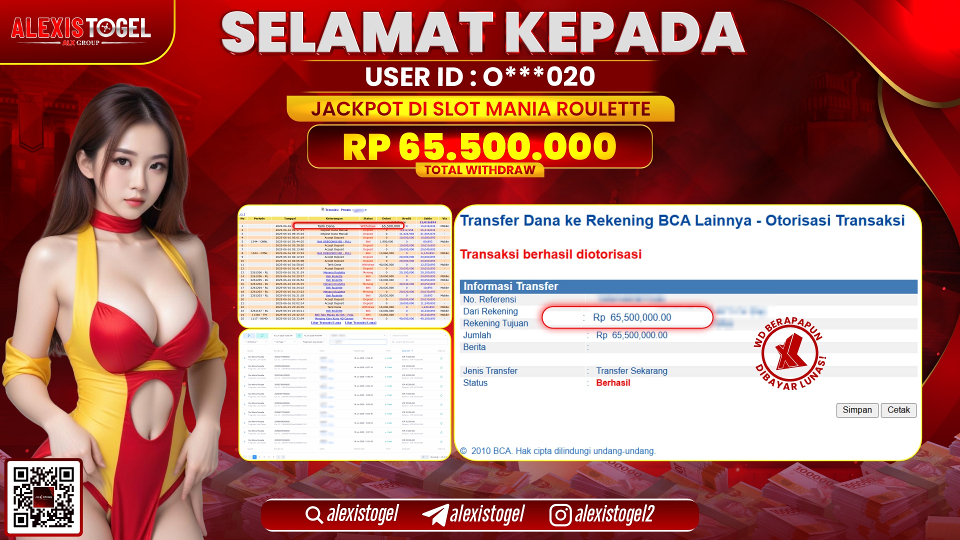 ALEXISTOGEL di SLOT MANIA ROULETTE RP.65.500.000 LUNAS