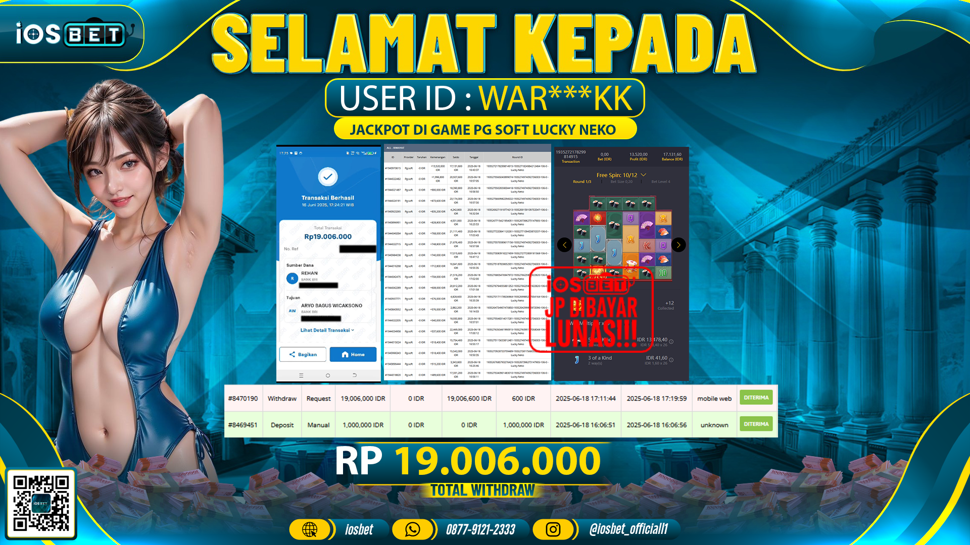 Bukti Pembayaran LUNAS SLOT GAME GACOR  Rp.19.006.000
