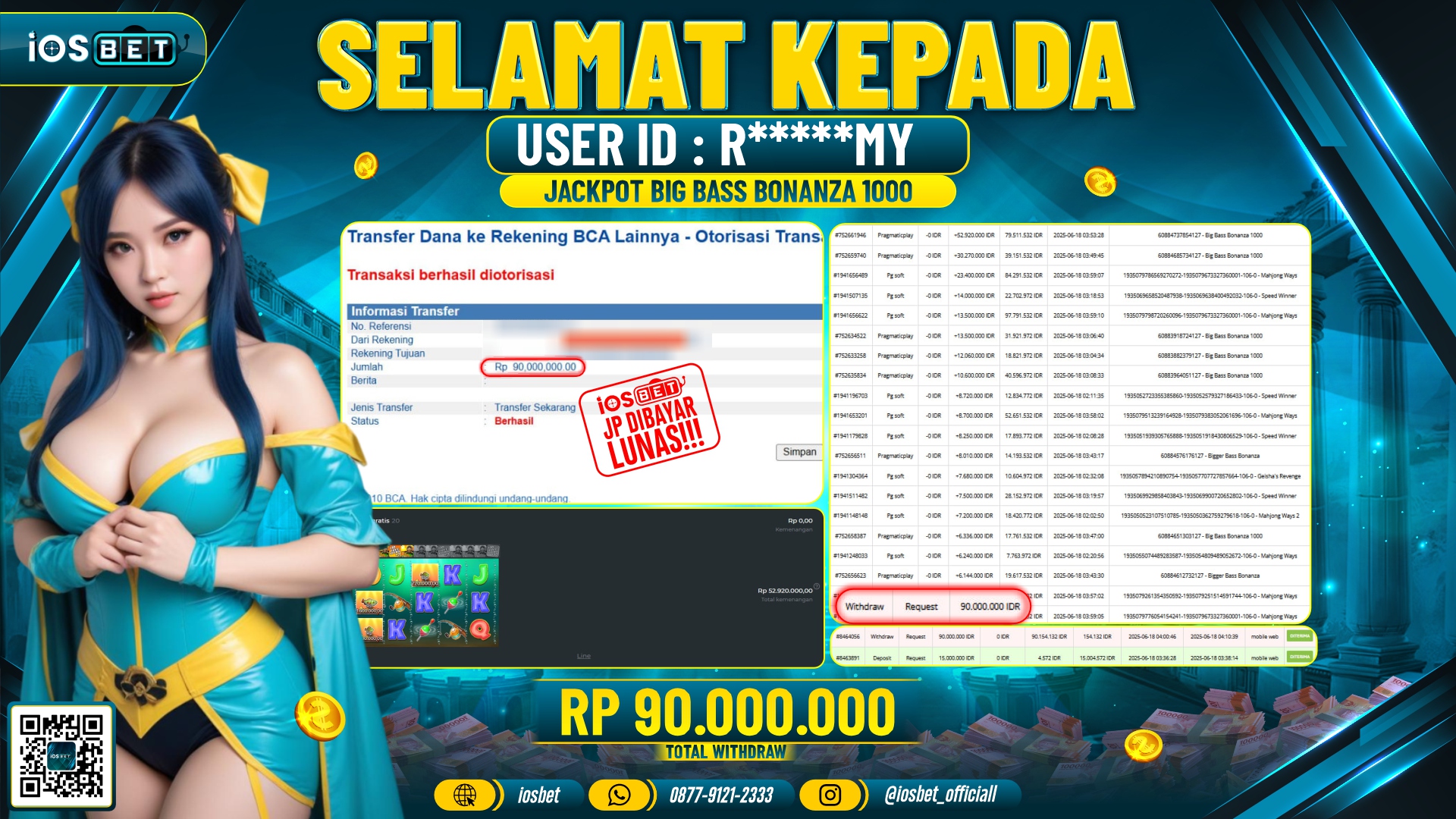 Bukti Pembayaran LUNAS SLOT GAME GACOR  Rp.90.000.000