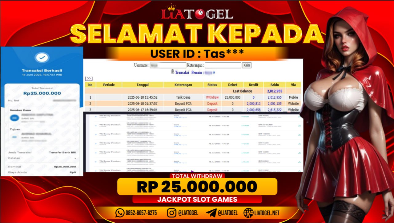 LIATOGEL - JACKPOT SLOT WILD BOUNTY SHOWDOWN RP 25.000.000,- LUNAS