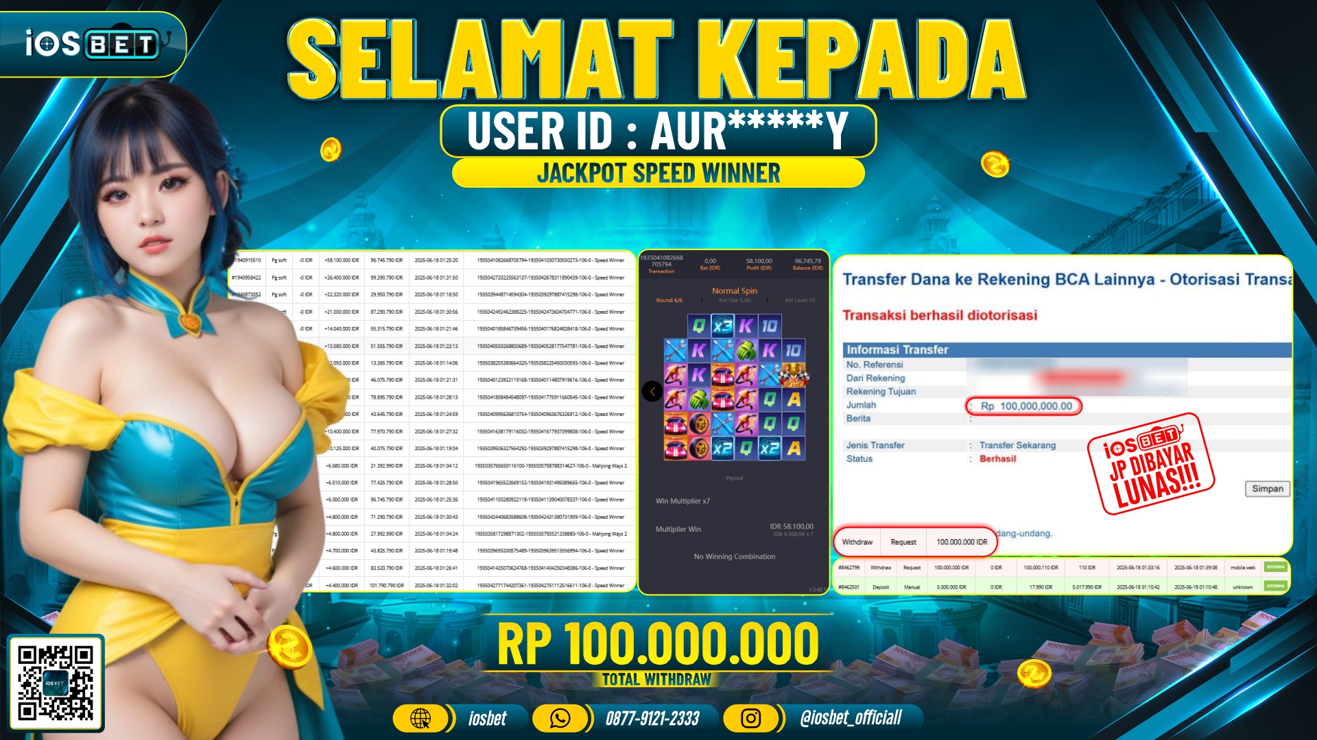 Bukti Pembayaran LUNAS SLOT GAME GACOR  Rp.100.000.000