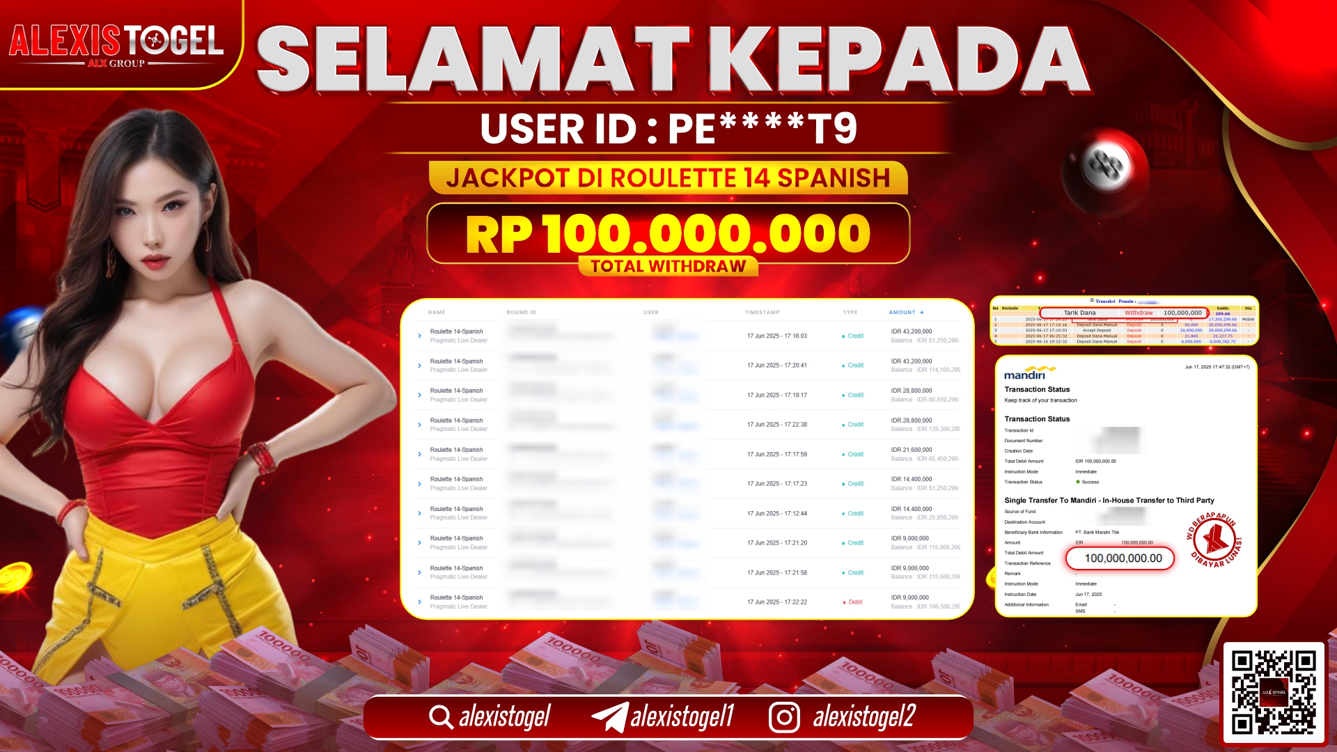 ALEXISTOGEL di PRAGMATIC LIVE ROULETTE 14 SPANISH RP.100.000.000 LUNAS