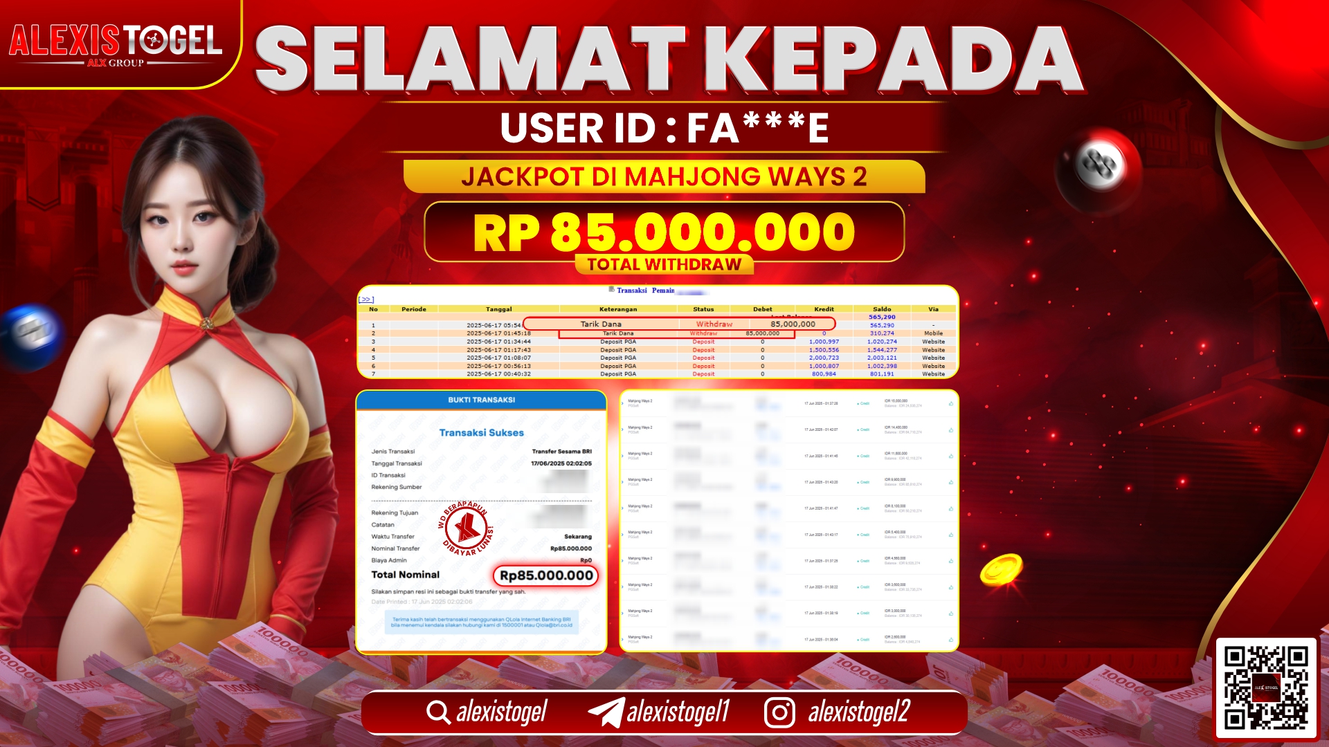 ALEXISTOGEL di SLOT MAHJONG WAYS 2 RP.85.000.000 LUNAS