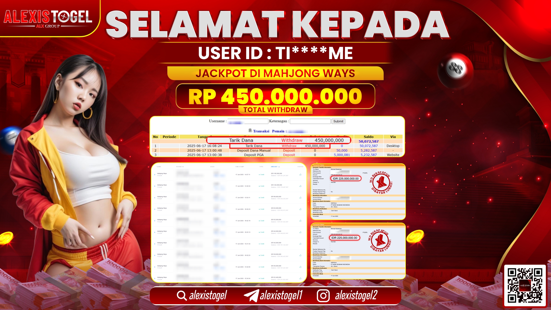 ALEXISTOGEL di SLOT MAHJONG WAYS RP.450.000.000 LUNAS