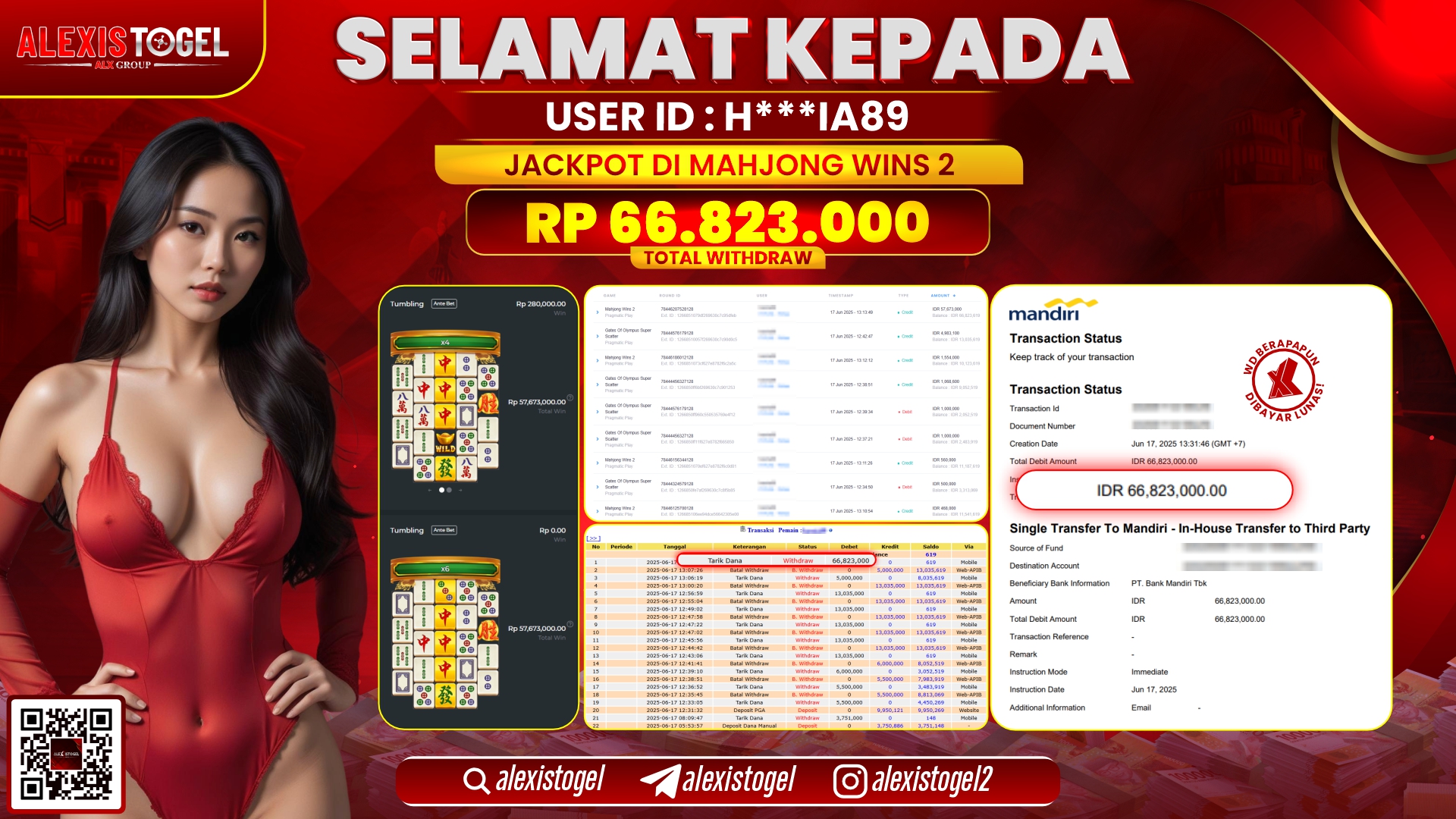 ALEXISTOGEL di SLOT MAHJONG WINS 2 RP.66.823.000 LUNAS