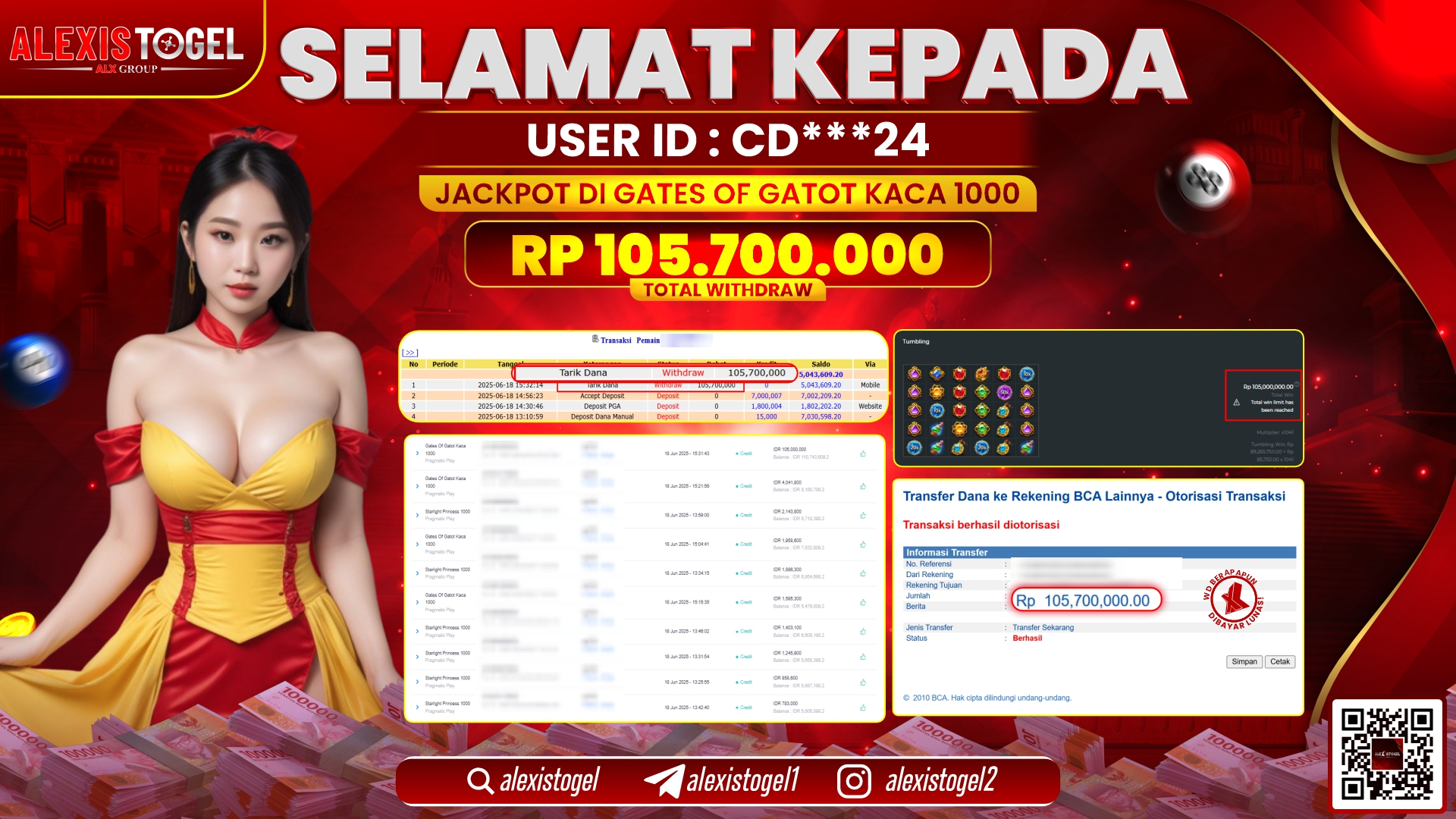 ALEXISTOGEL di SLOT GATES OF GATOT KACA RP.105.700.000 LUNAS