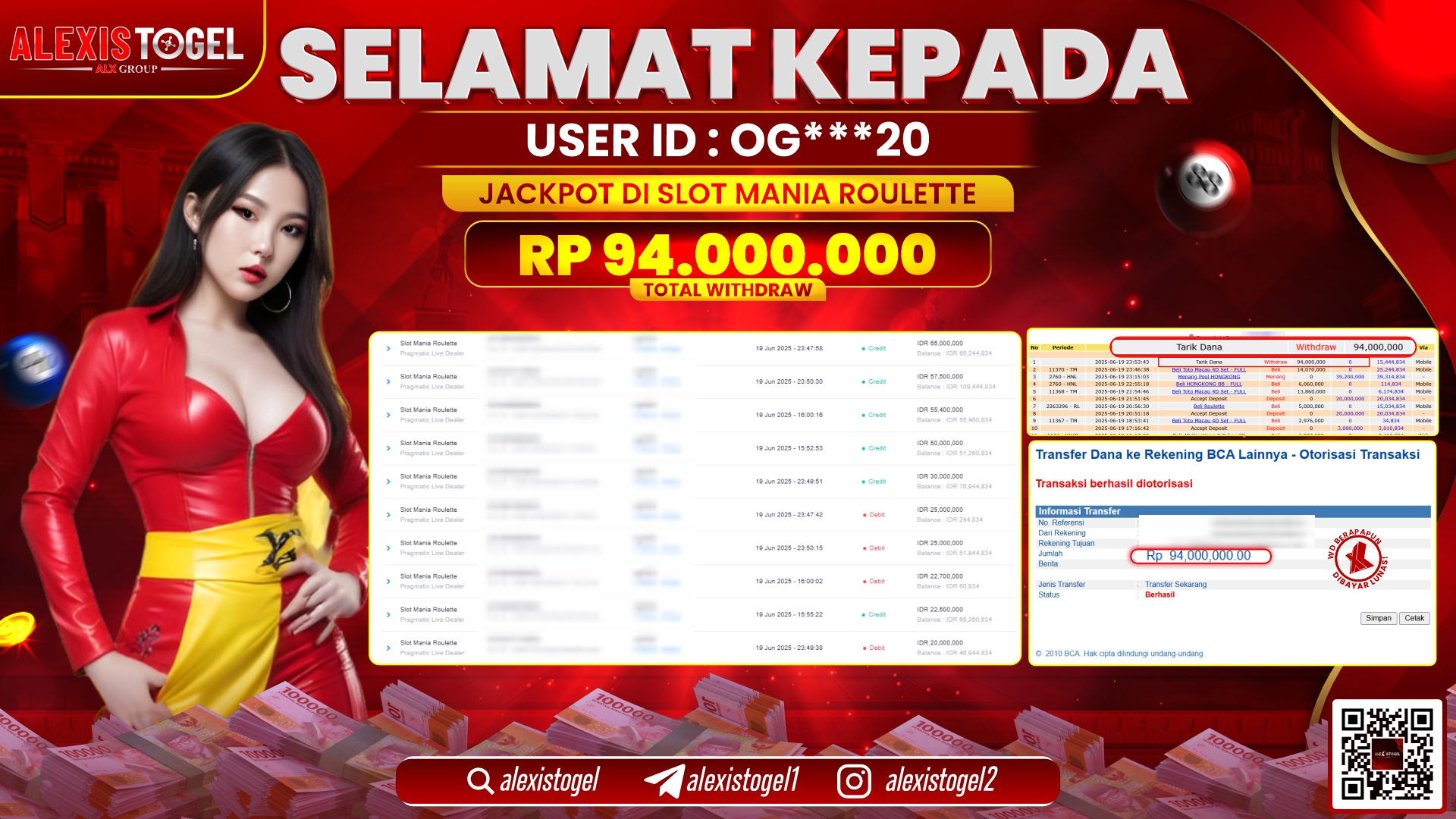 ALEXISTOGEL di SLOT MANIA ROULETTE RP.94.000.000 LUNAS