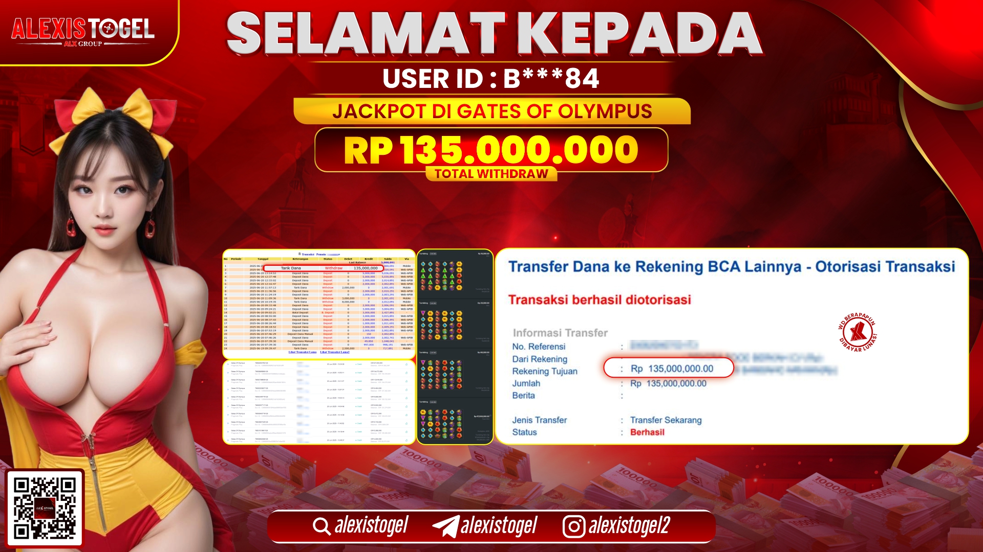 ALEXISTOGEL di SLOT GATES OF OLYMPUS RP.135.000.000 LUNAS