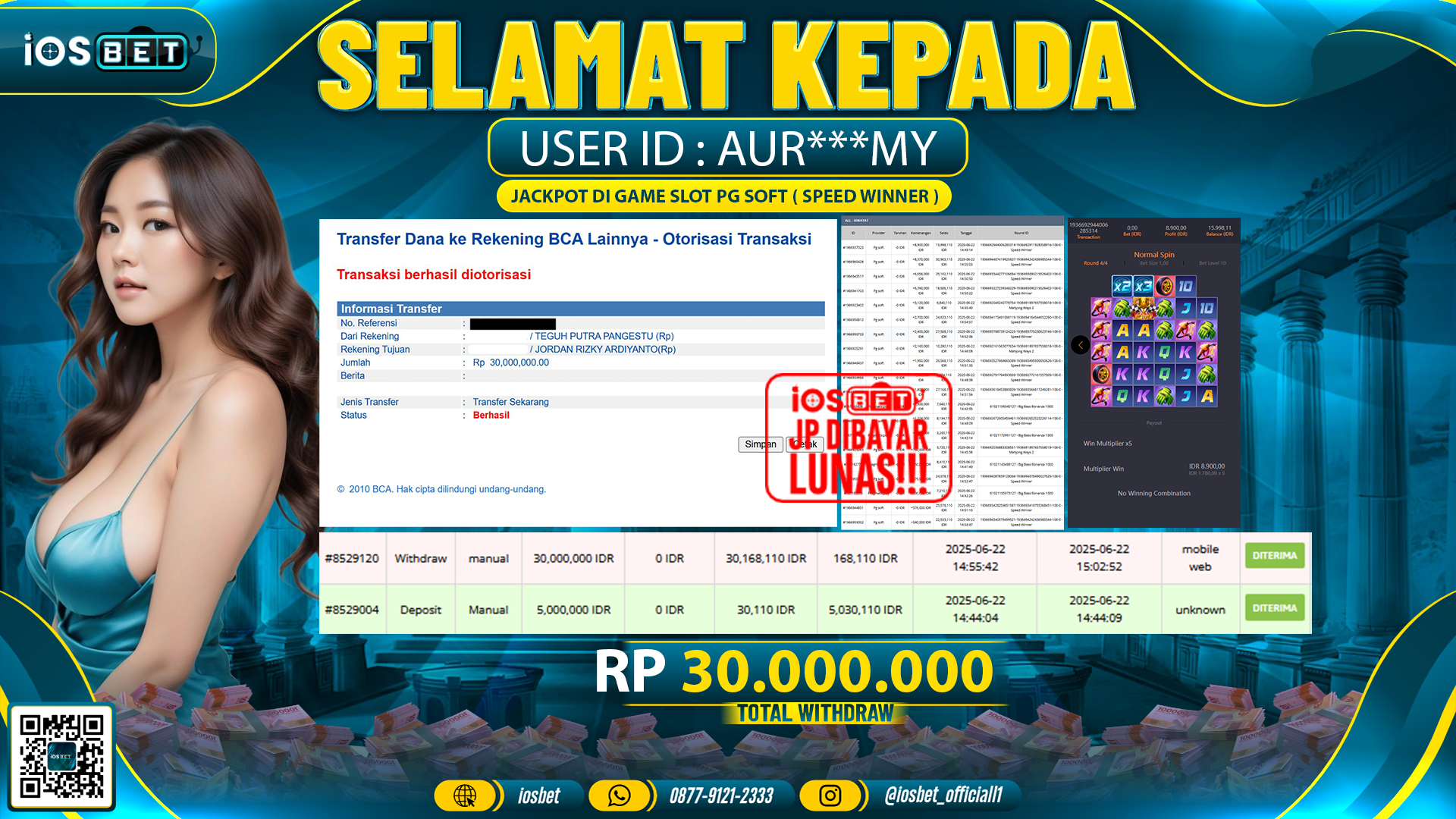 Bukti Pembayaran LUNAS SLOT GAME GACOR  Rp.30.000.000