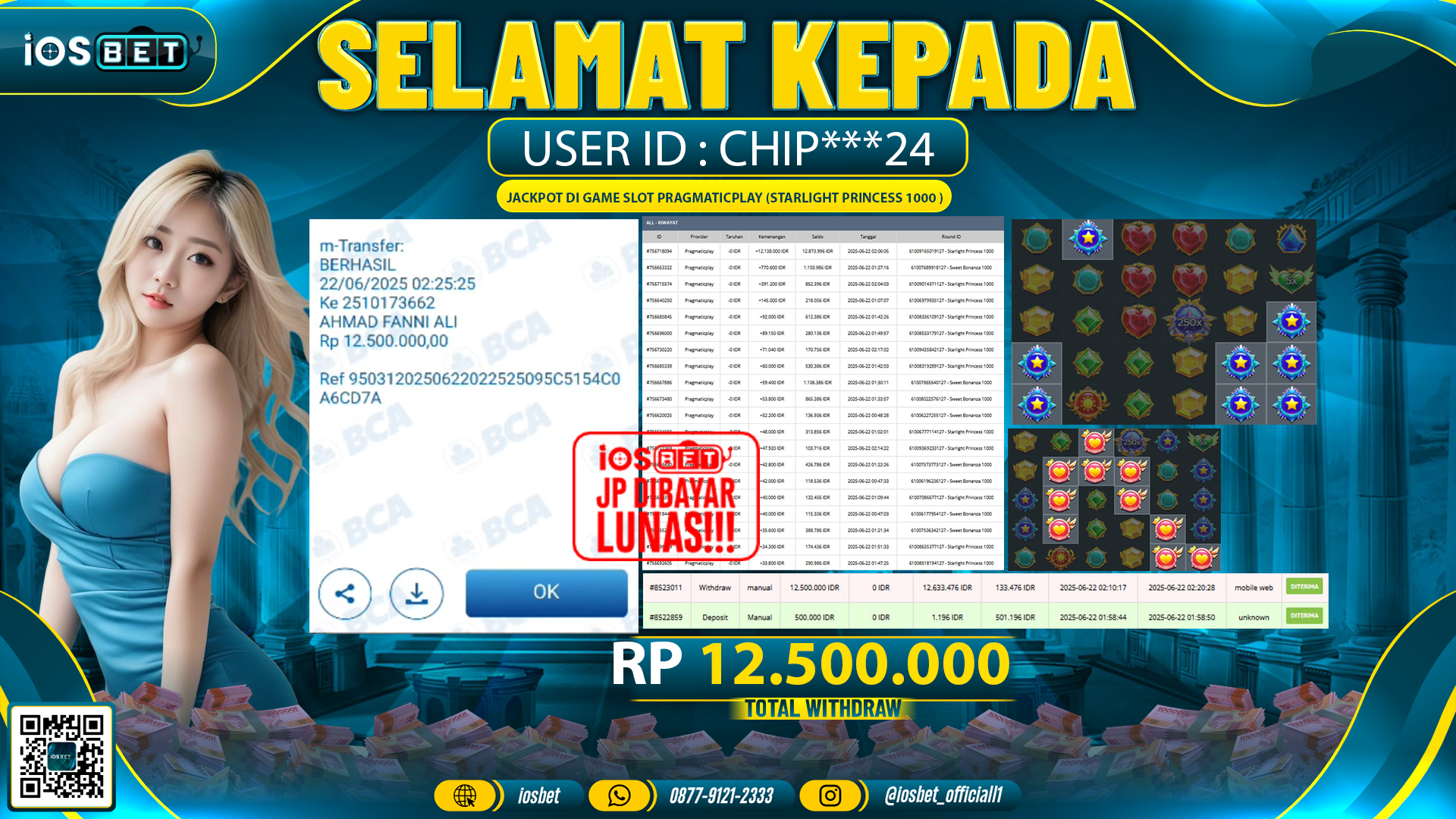 Bukti Pembayaran LUNAS SLOT GAME GACOR  Rp.12.500.000