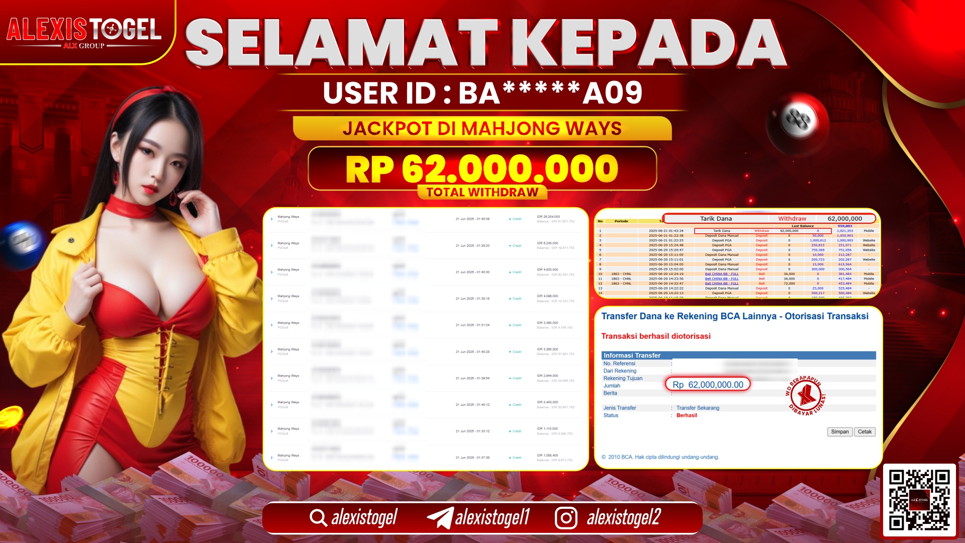 ALEXISTOGEL di SLOT MAHJONG WAYS RP.62.000.000 LUNAS