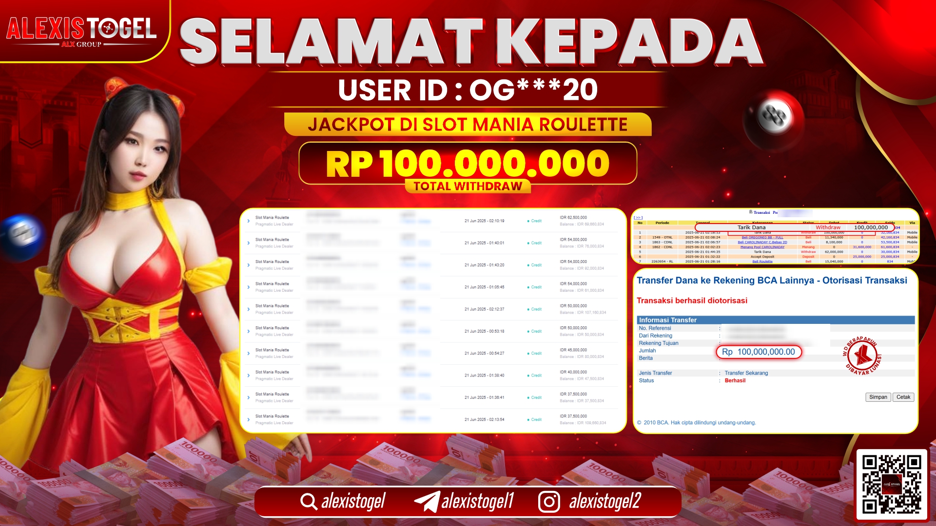 ALEXISTOGEL di SLOT MANIA ROULETTE RP.100.000.000 LUNAS