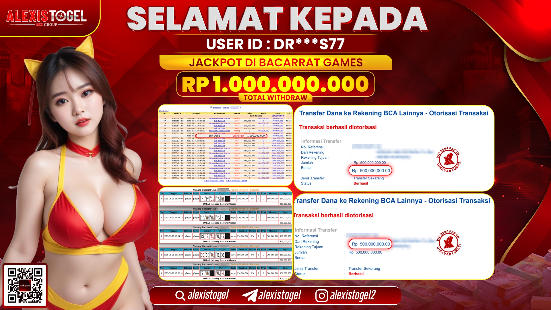 ALEXISTOGEL di CASINO BACCARAT GAMES RP.1.000.000.000 LUNAS