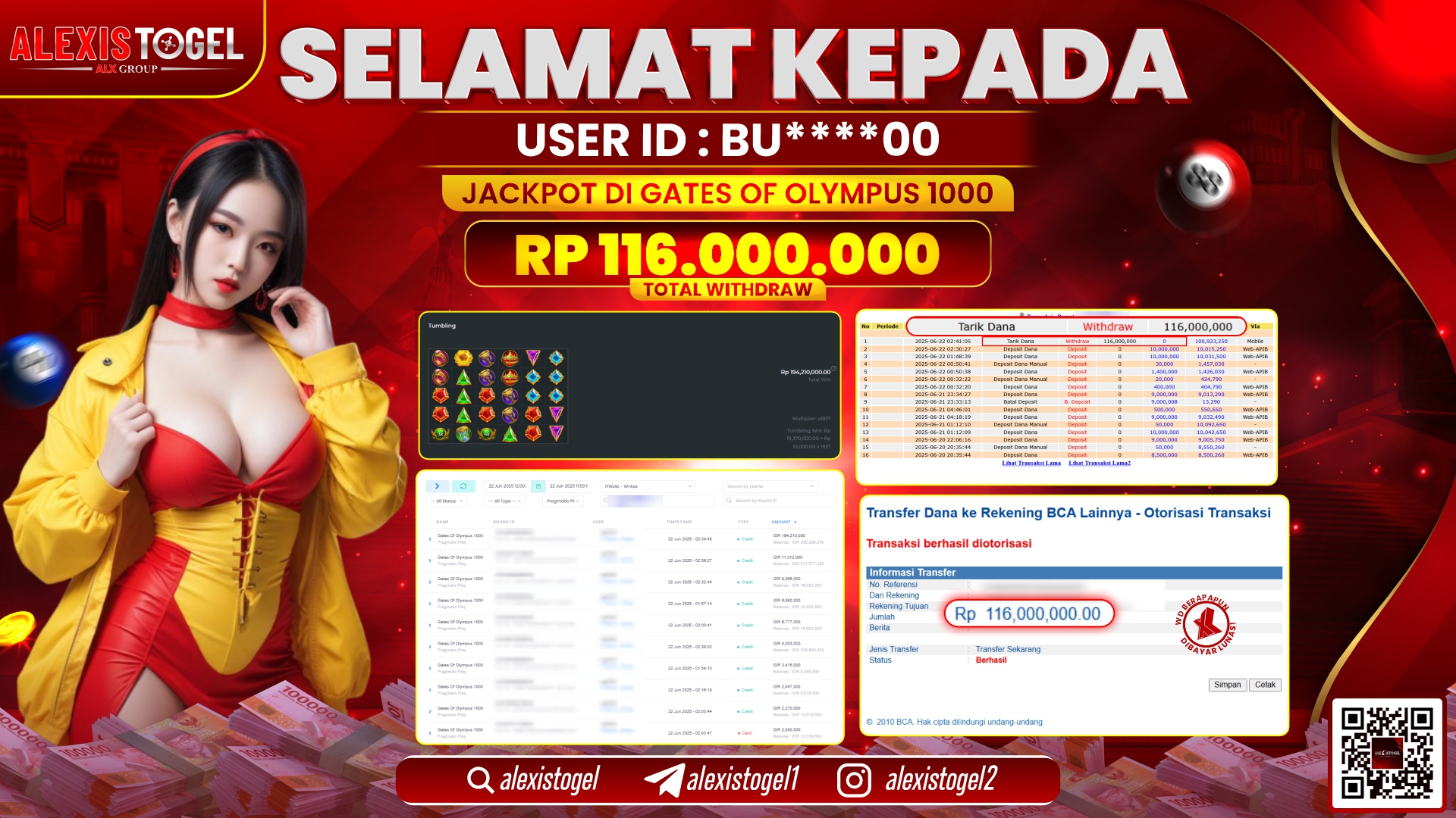 ALEXISTOGEL di SLOT GATES OF OLYMPUS RP.116.000.000 LUNAS